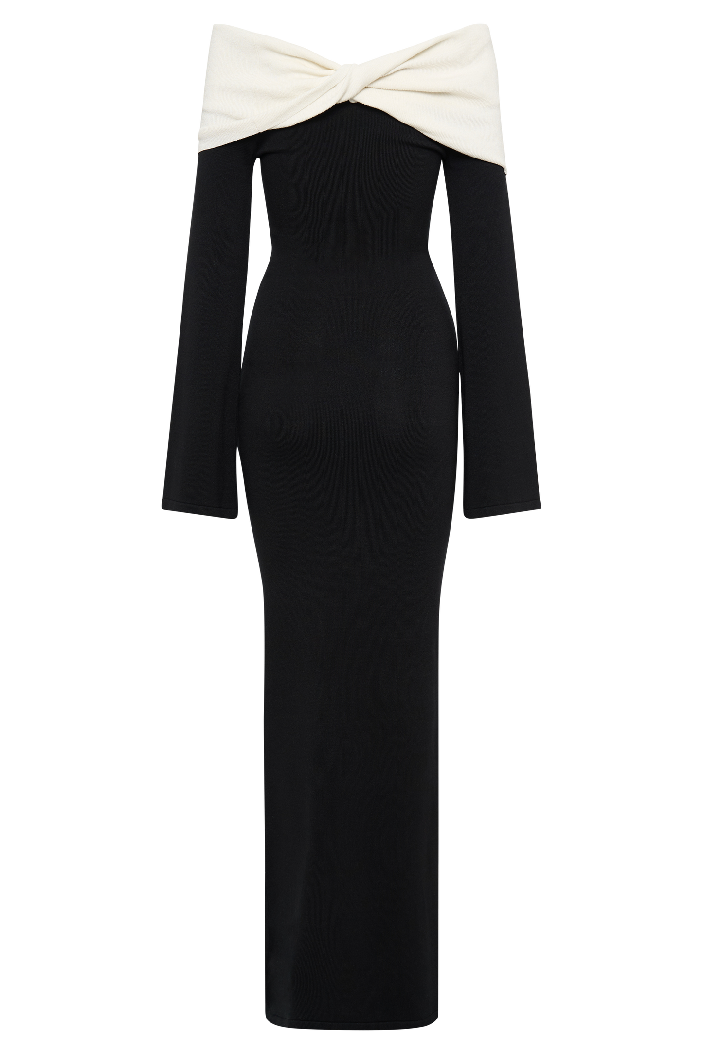 Robe Maxi Tricot Contrastée Yoko - Noir/Blanc