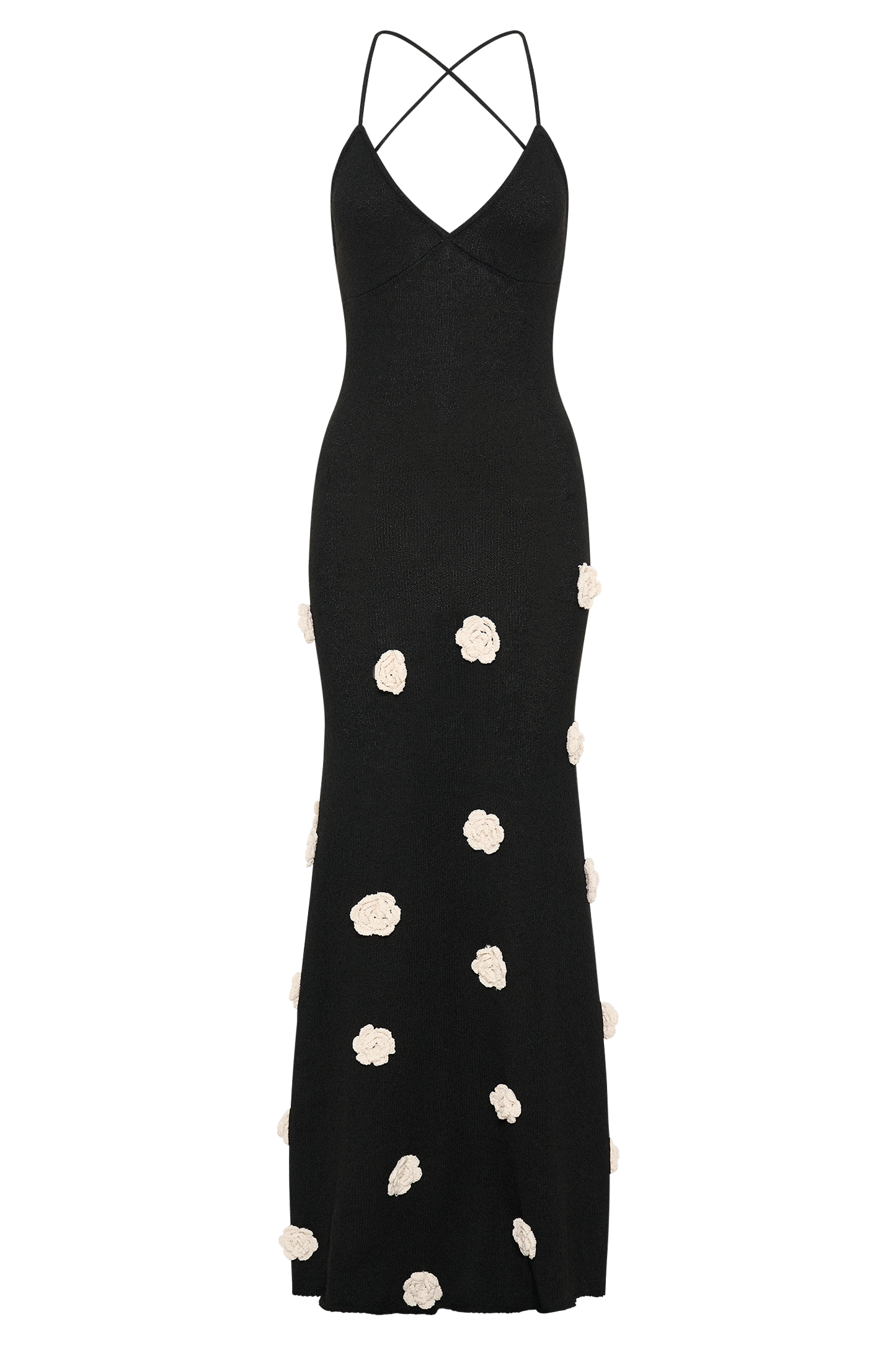 Robe Maxi Tricotée Suki à Motifs Floraux - Noir/Blanc