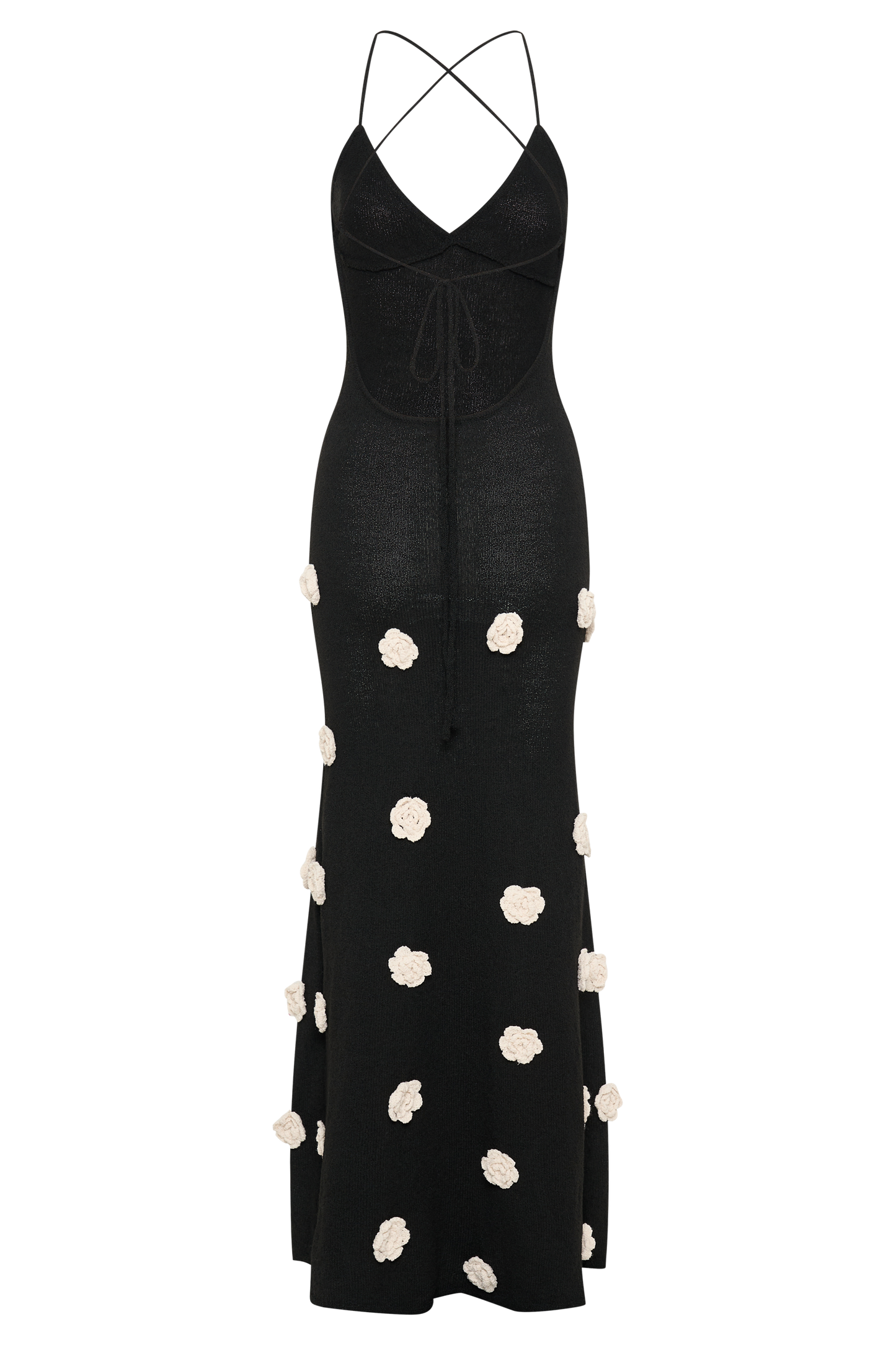 Robe Maxi Tricotée Suki à Motifs Floraux - Noir/Blanc