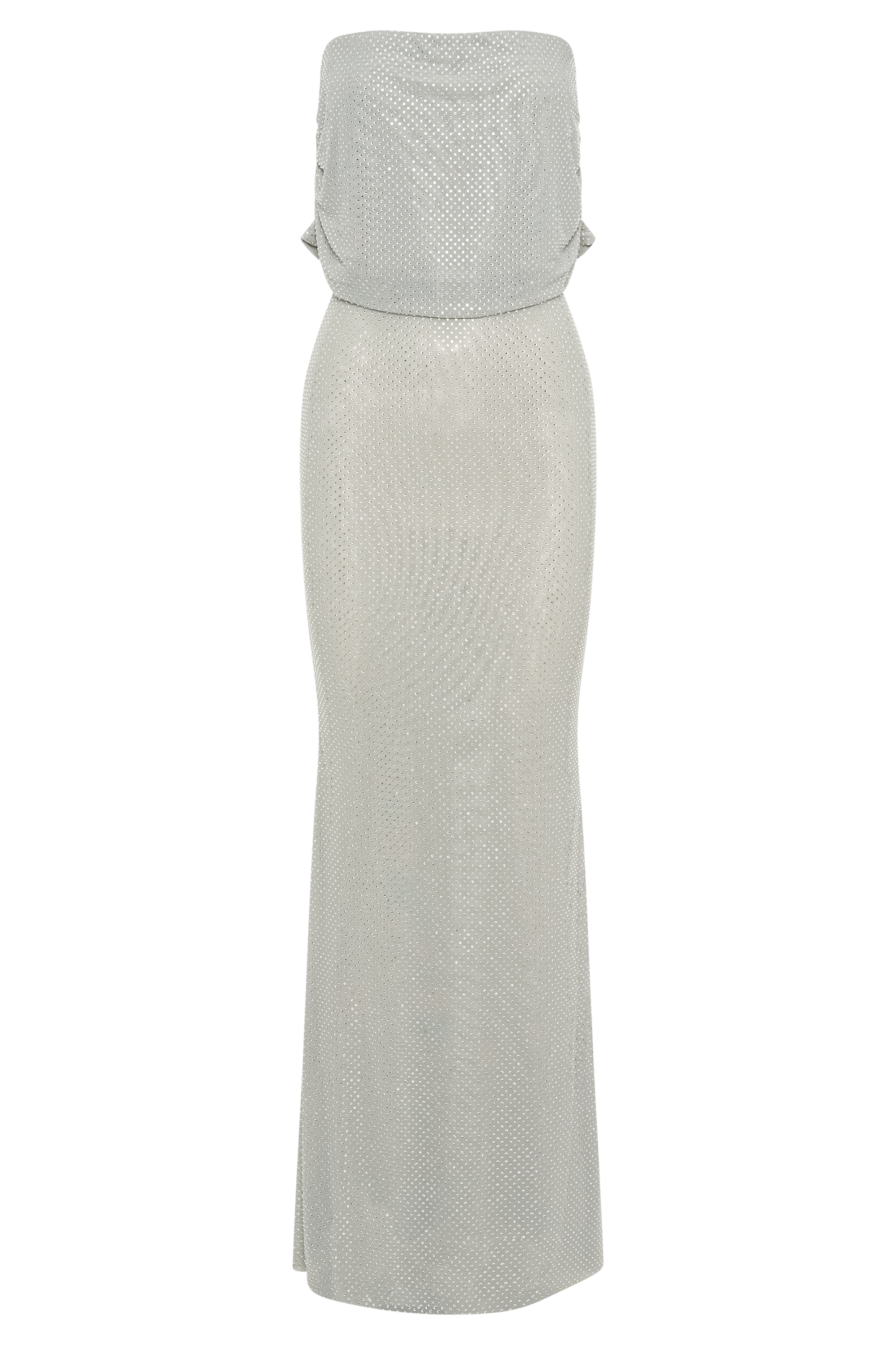 Robe Maxi Diamantée Arna à Manches Décolletées - Argent