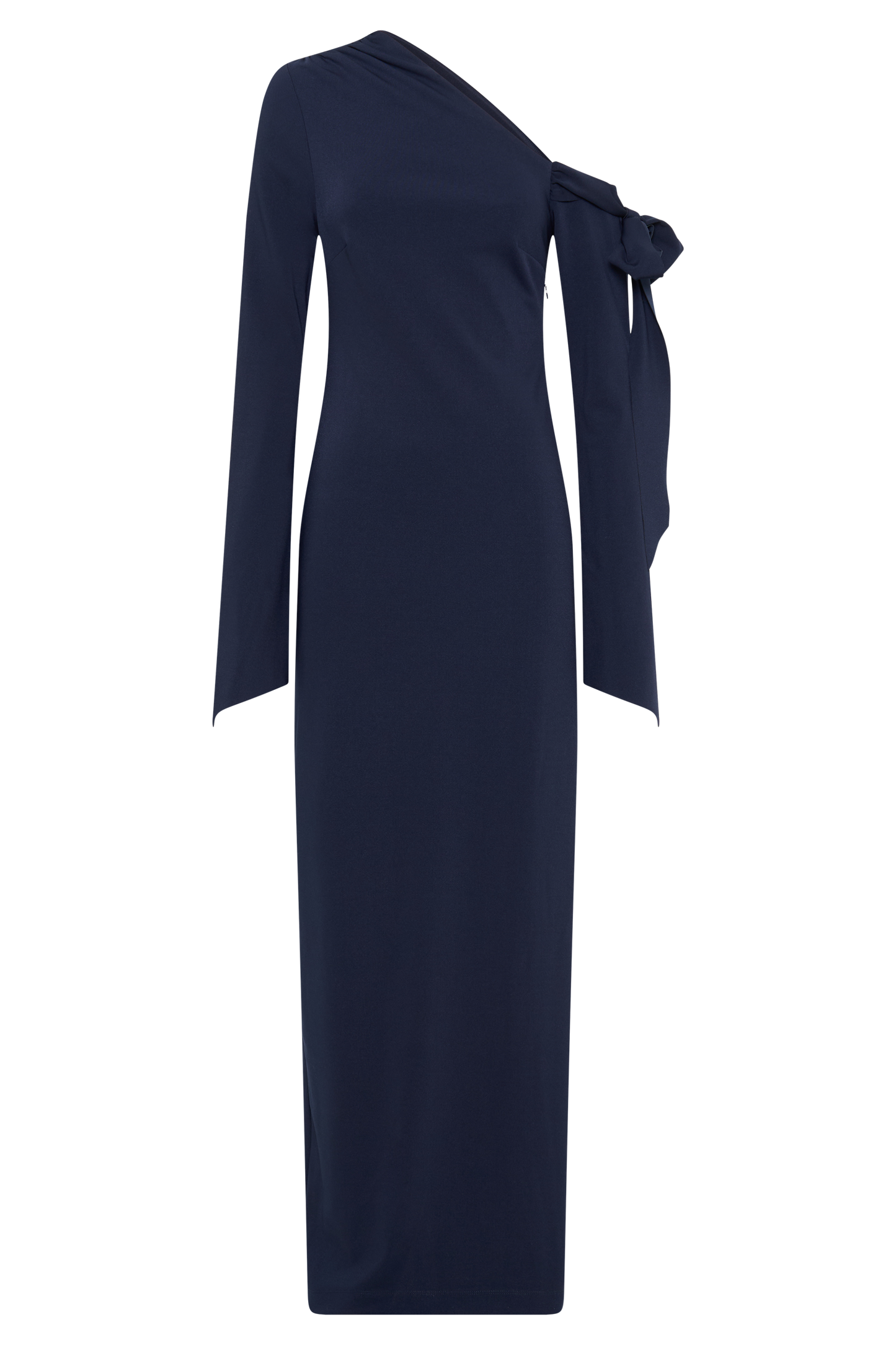 Robe Maxi en Crêpe à Une Épaule Nicola - Bleu Marine Foncé