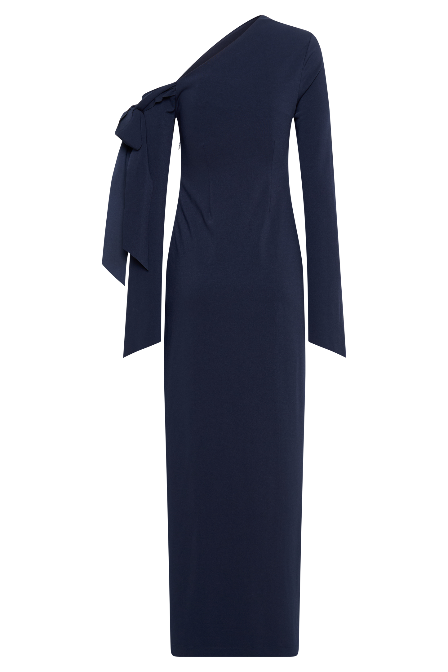 Robe Maxi en Crêpe à Une Épaule Nicola - Bleu Marine Foncé