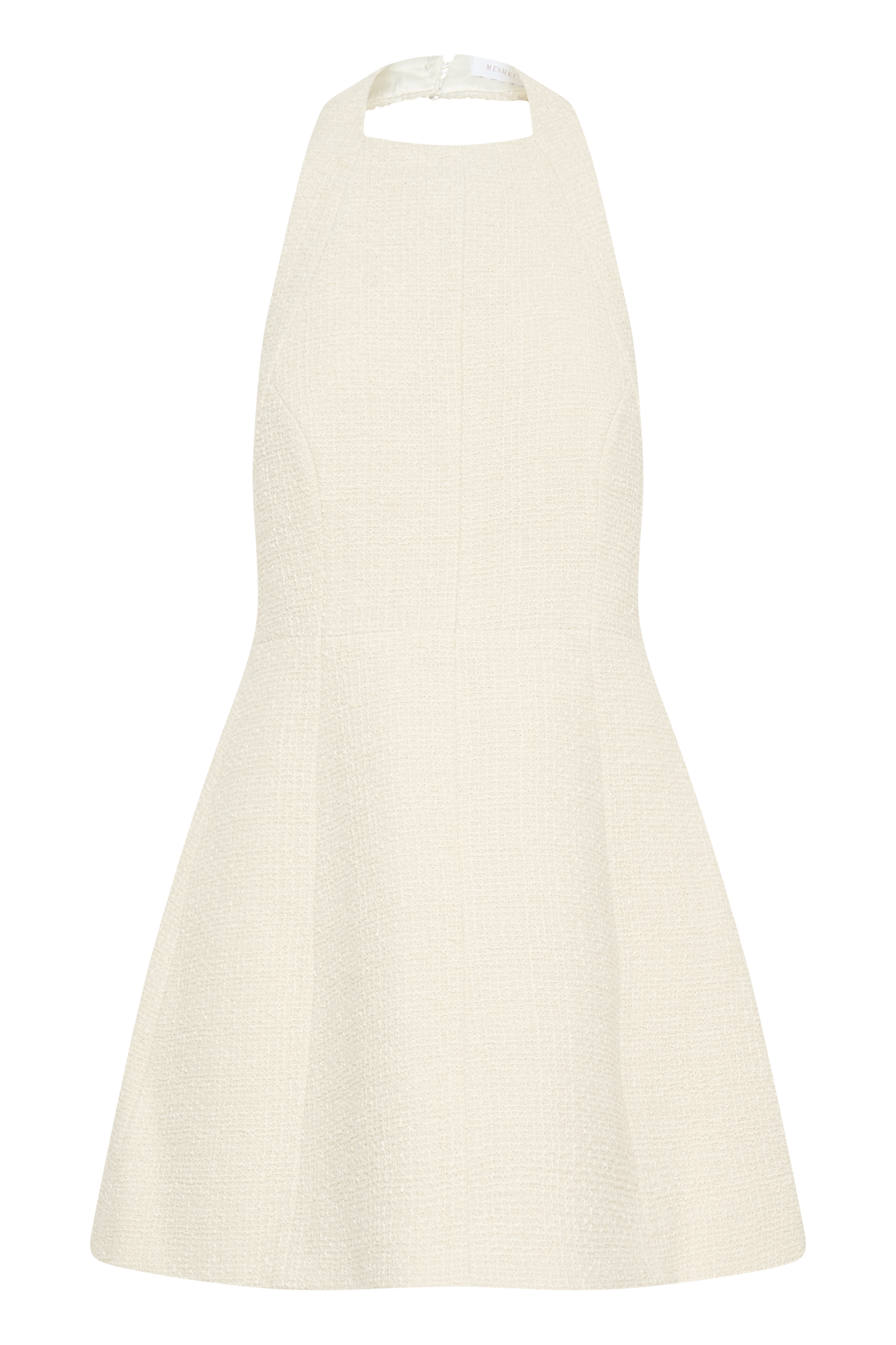 Mini-robe Carina en bouclette avec décolleté halter - Ivoire
