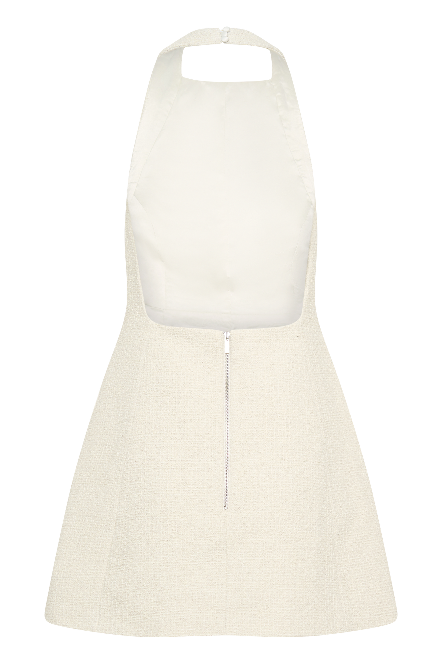 Mini-robe Carina en bouclette avec décolleté halter - Ivoire