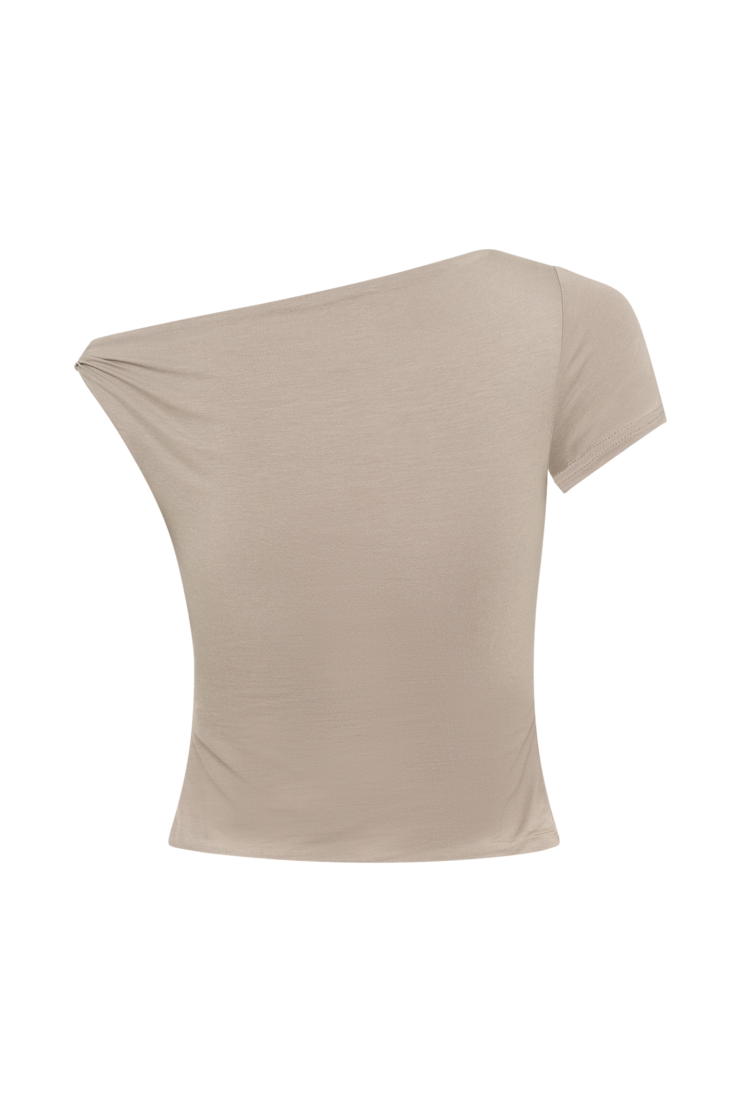 Top Betty à manches courtes en modal avec nœud sur l'épaule - Gris taupe