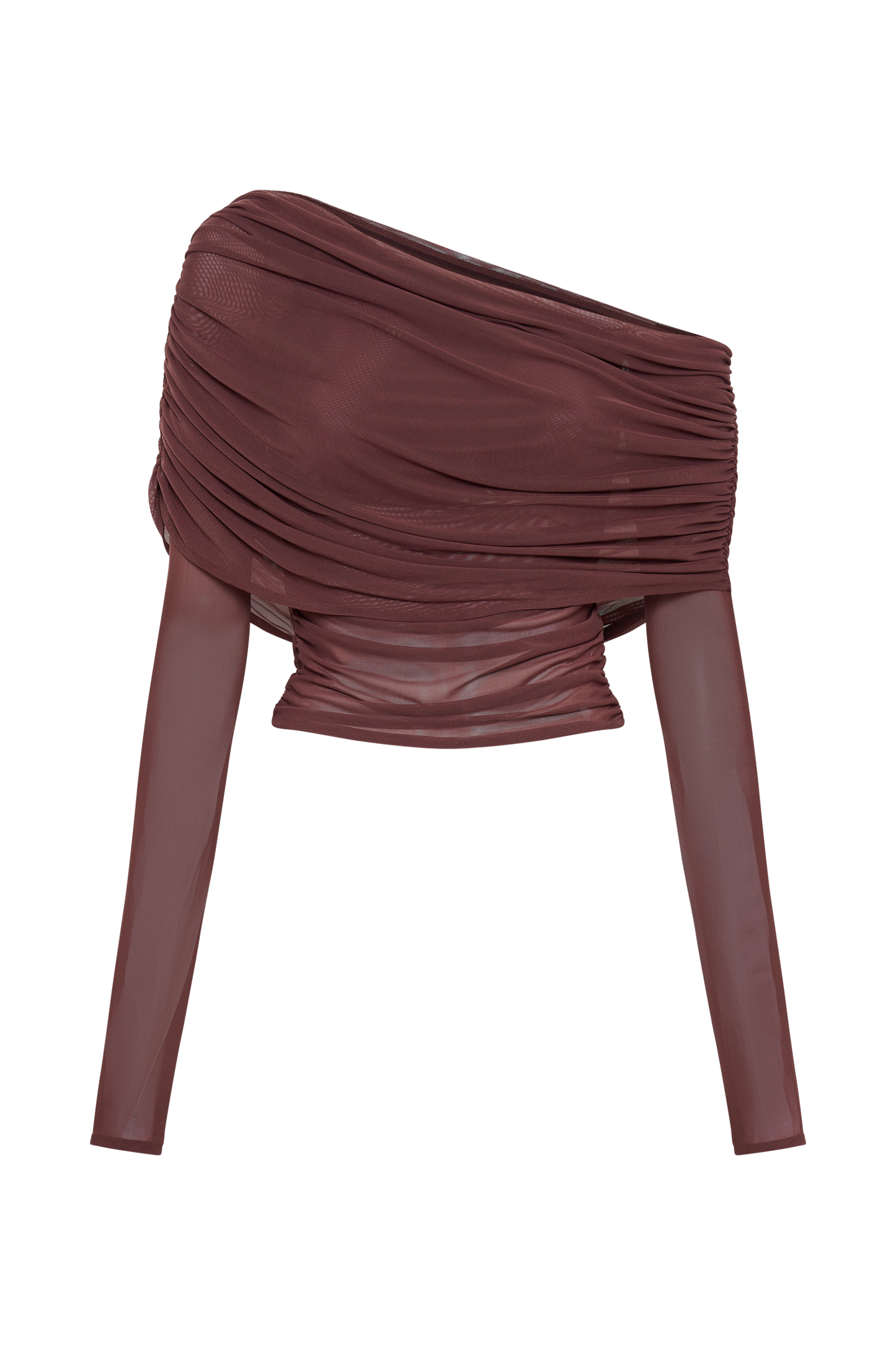 Top en mousseline de soie à épaules dénudées Everly - Brun-rouge