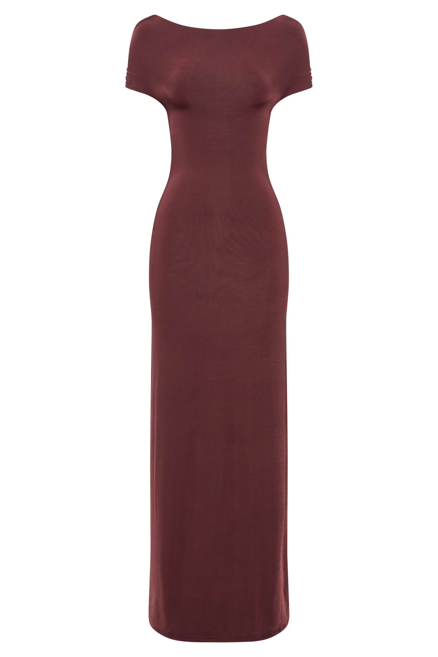 Imogen Robe Maxi Épaules Découvertes et Défluente - Brun-Rouge