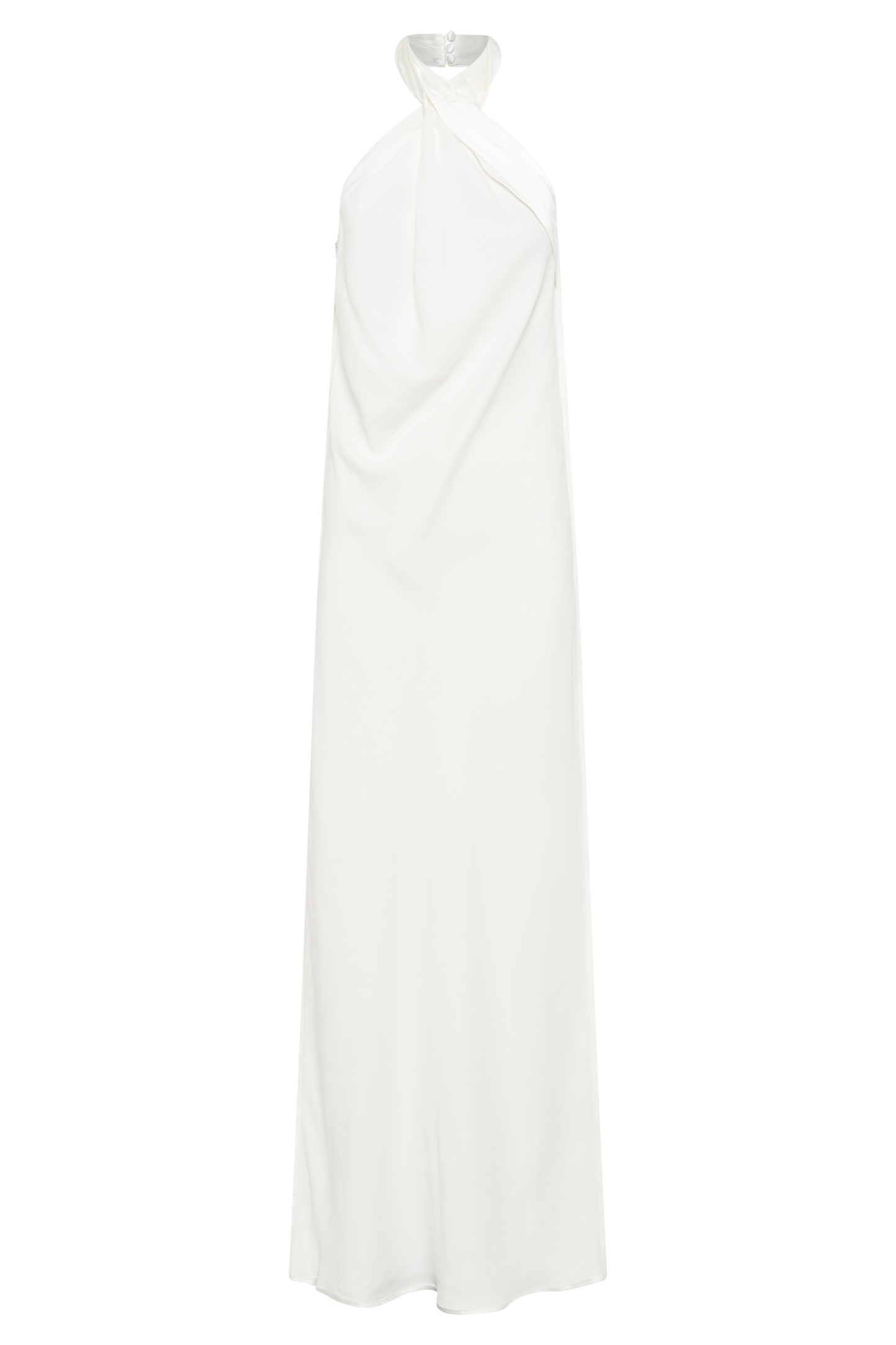 Robe satinée Laura à col halter - Blanc