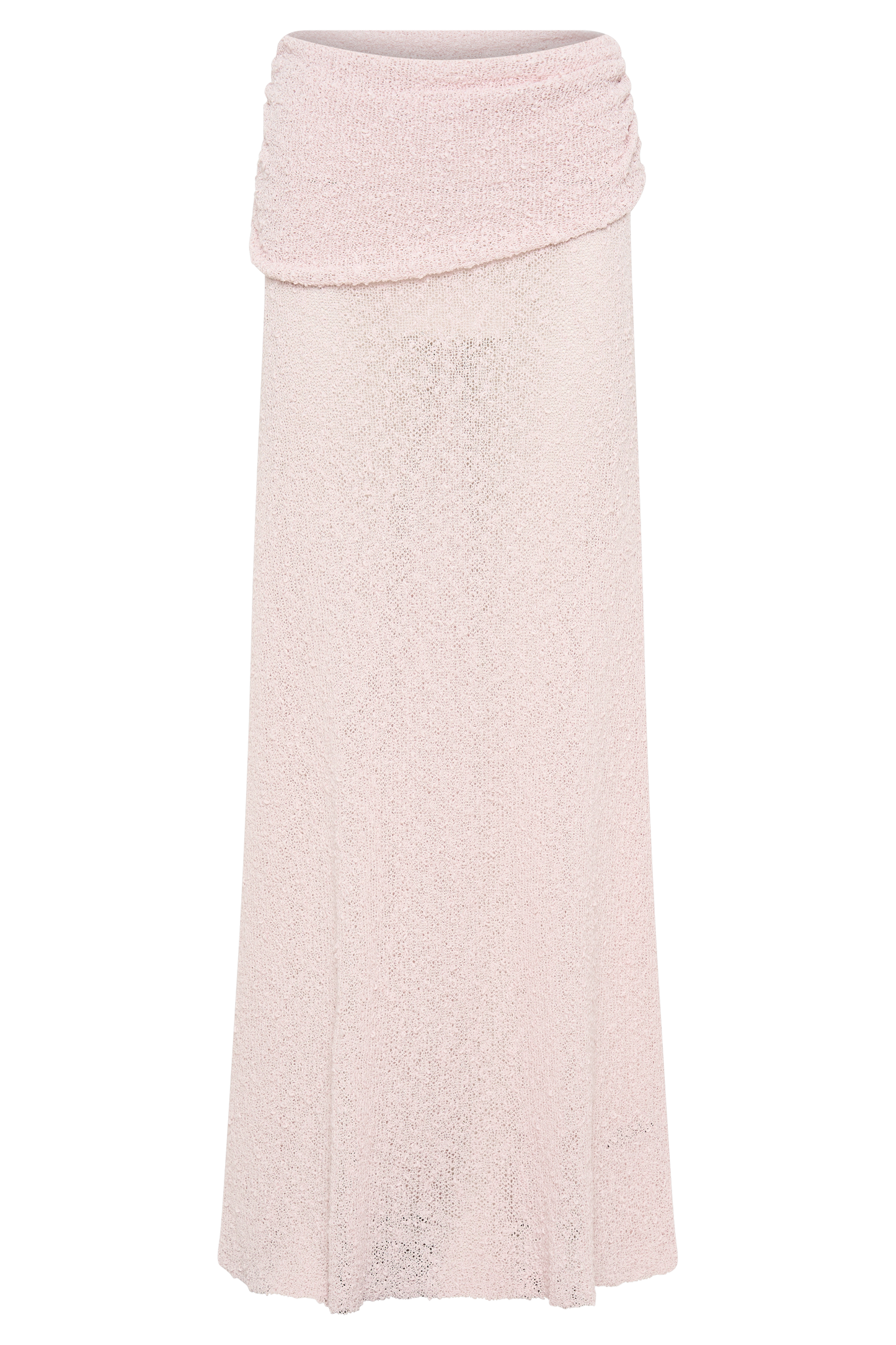 Jupe Maxi Tricoté à Volants Petra - Rose Poudré