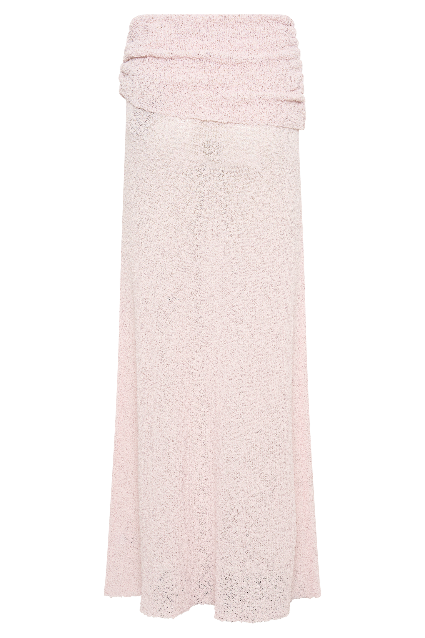 Jupe Maxi Tricoté à Volants Petra - Rose Poudré