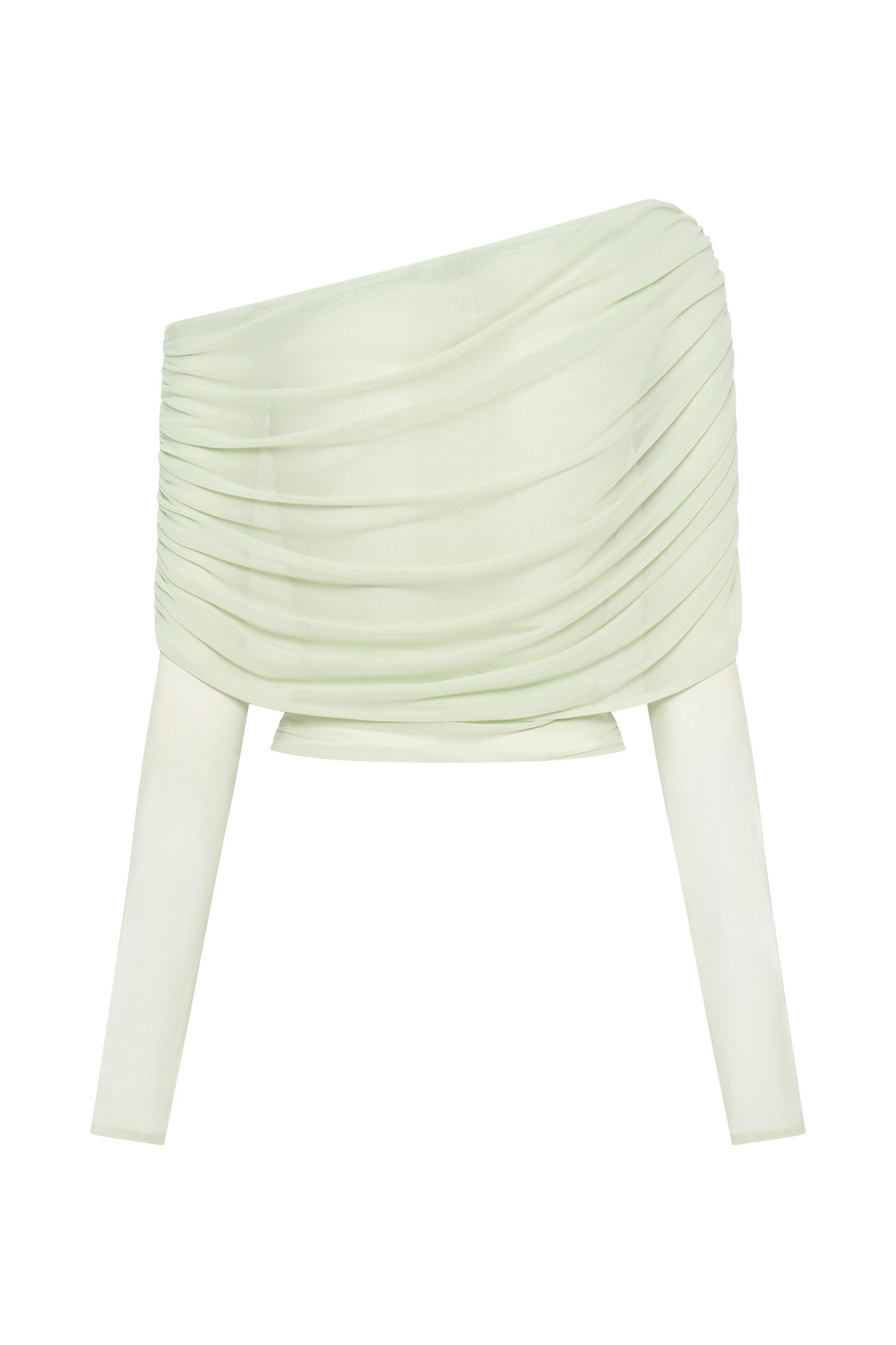 Top en maille transparente à épaules dénudées Everly - Vert pastel