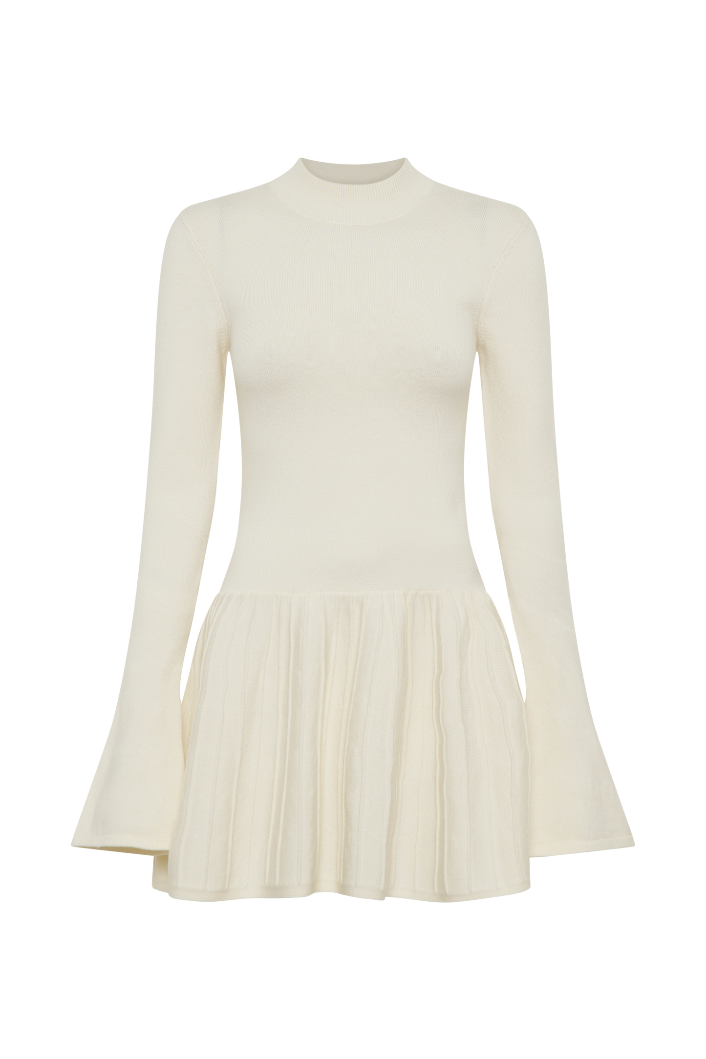 Mini-robe en tricot Blair à plis - Ivoire