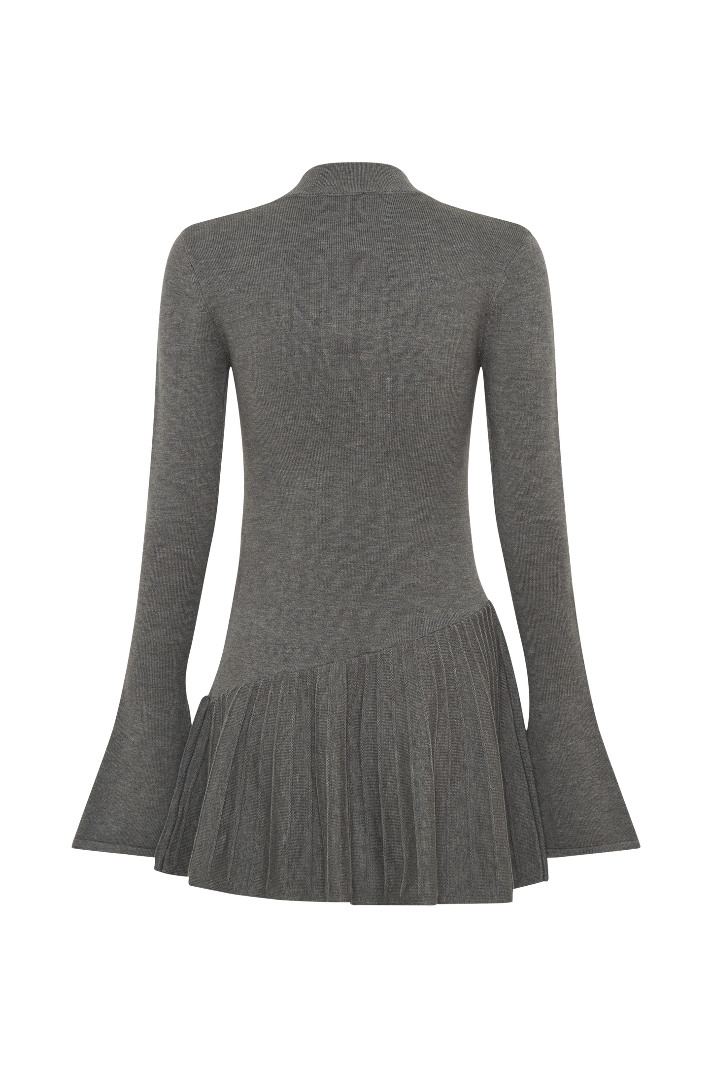 Blair Robe Mini Tricotée avec Plis - Gris Anthracite