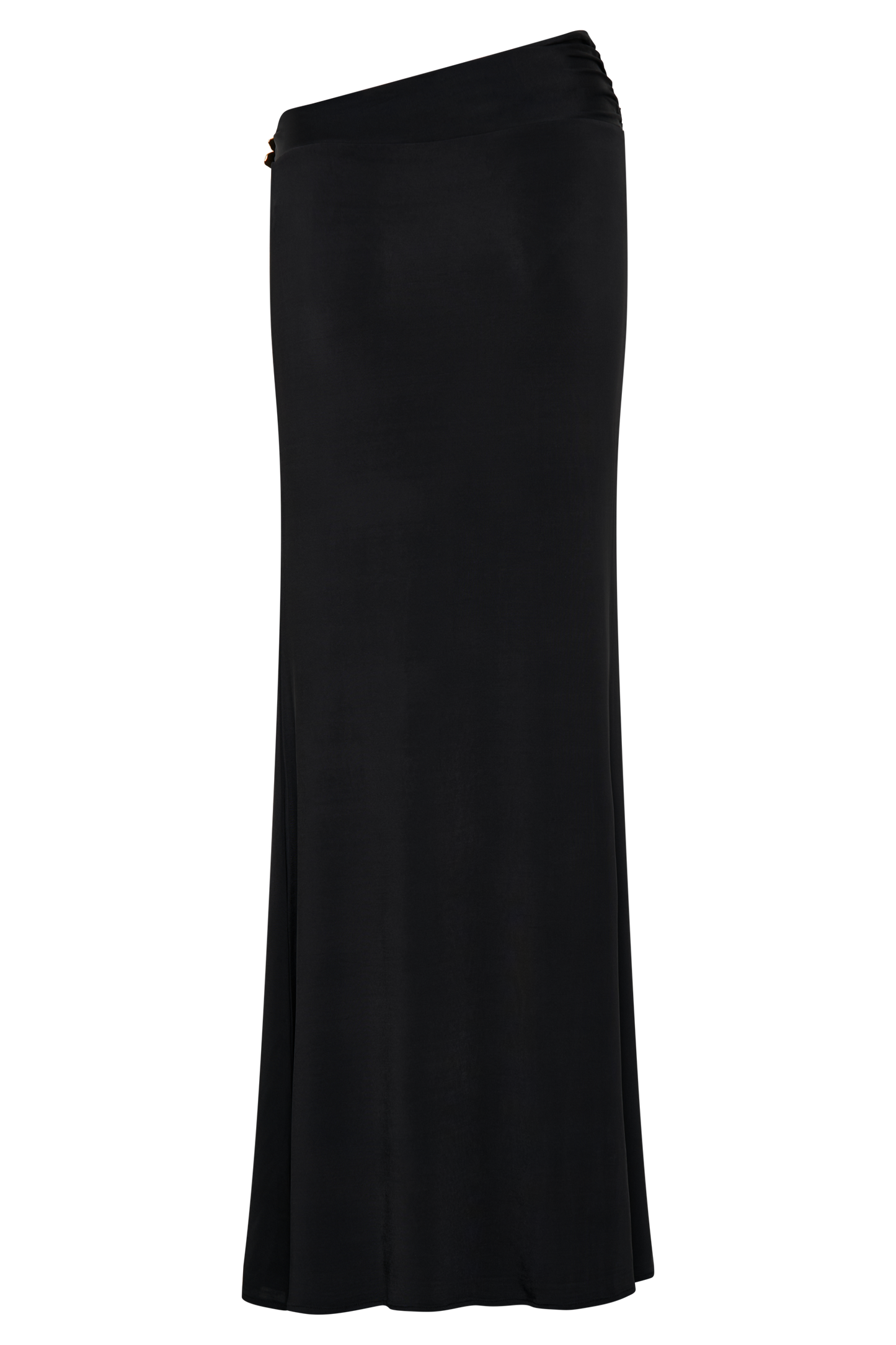 Jupe Maxi Asymétrique Ainsley avec Frotterie Fleurie - Noir