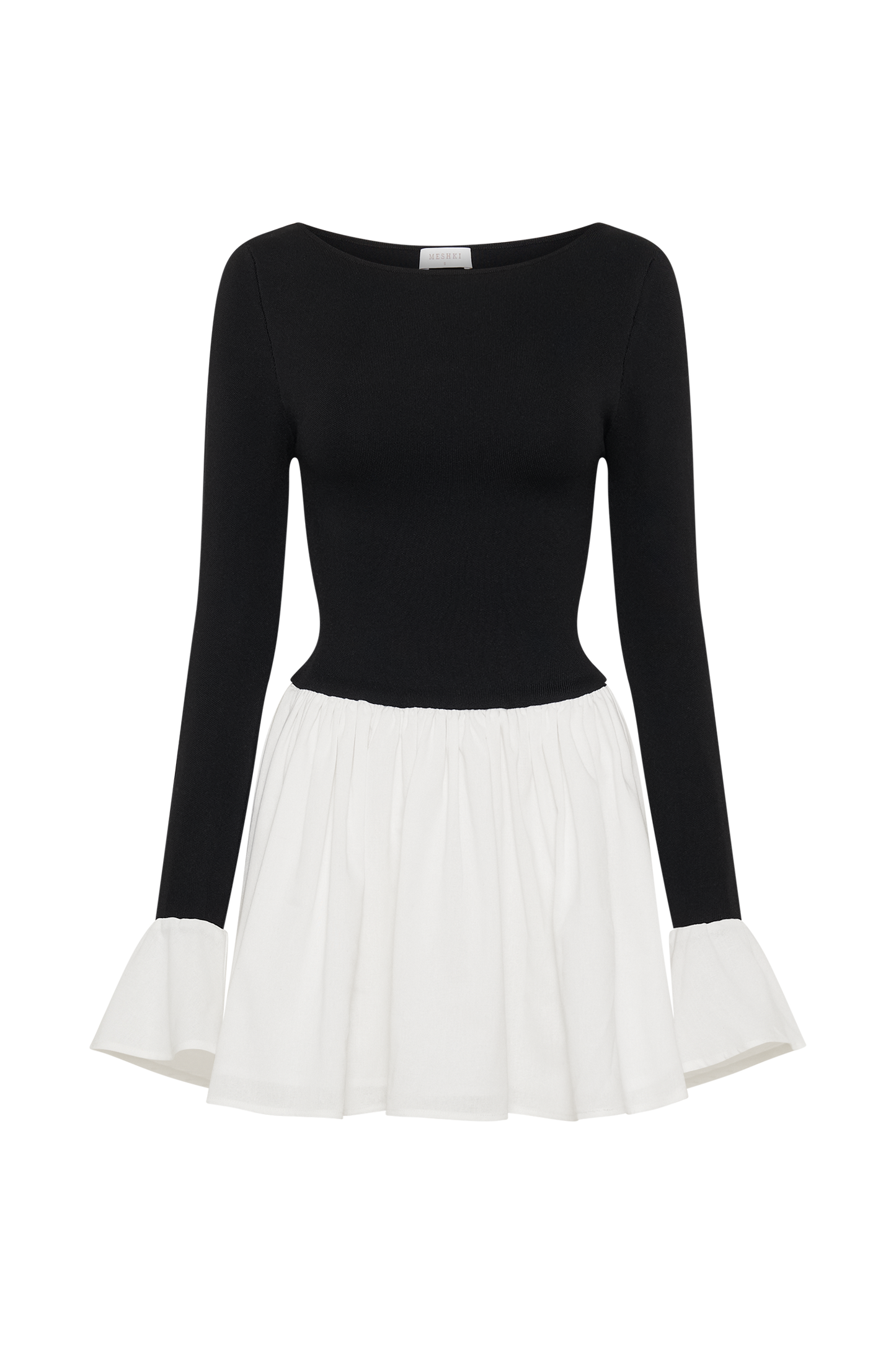 Mini-robe en tricot et lin Sansa - Noir et blanc