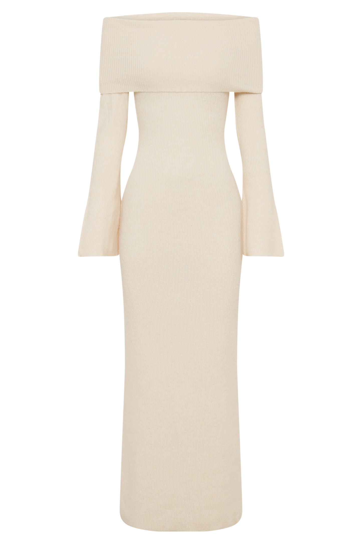 Robe Maxi Tricotée à Manches Décolletées Katherine - Ivoire