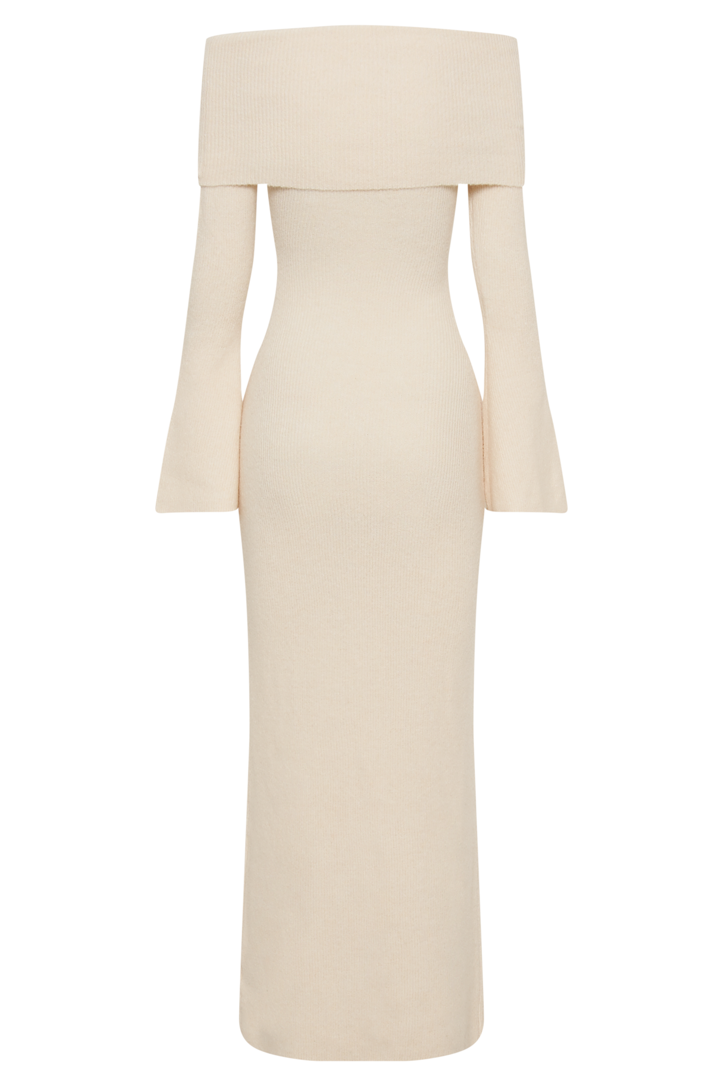 Robe Maxi Tricotée à Manches Décolletées Katherine - Ivoire