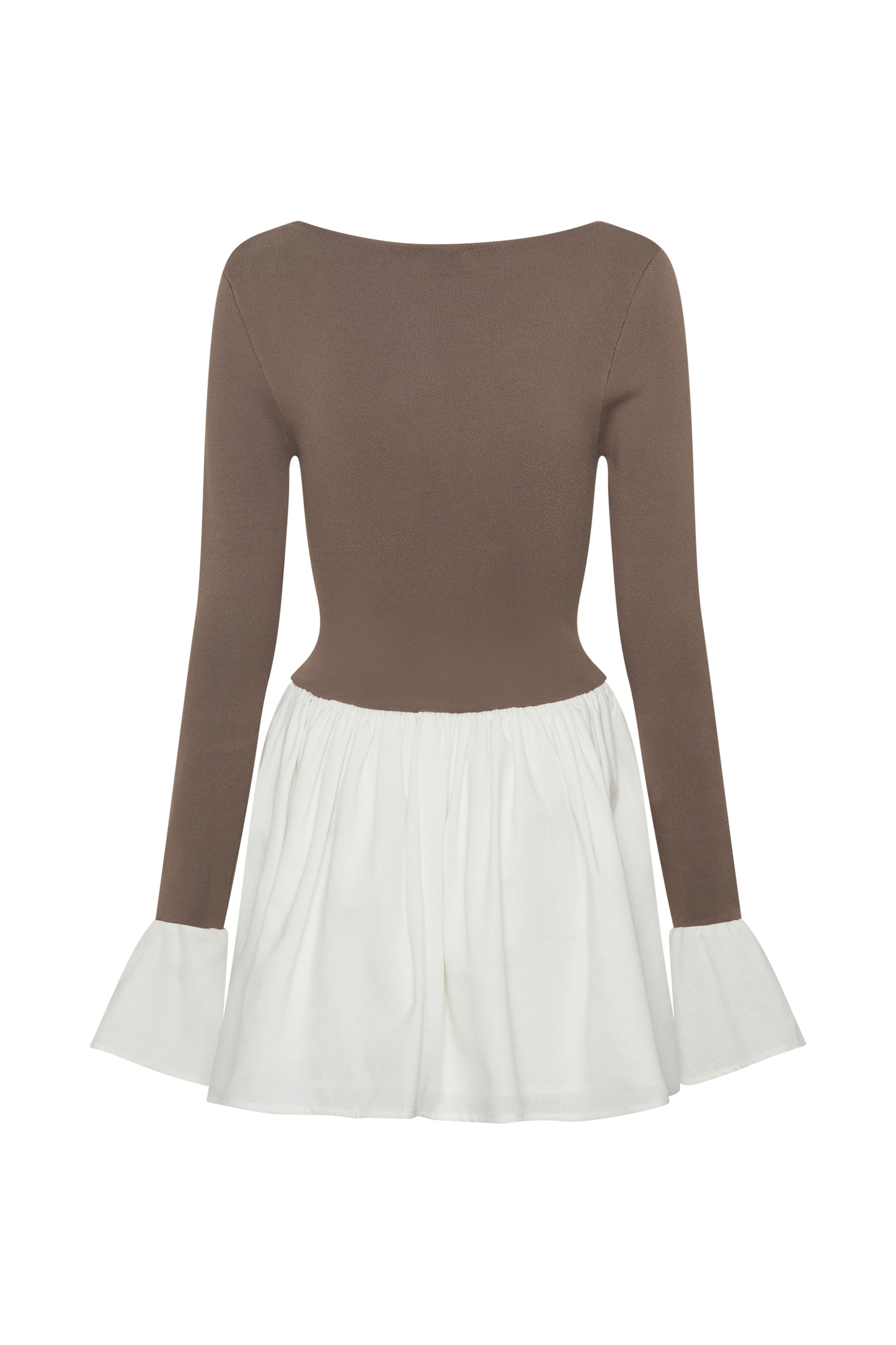 Mini-robe en lin et tricot Sansa - Gris fumé et ivoire
