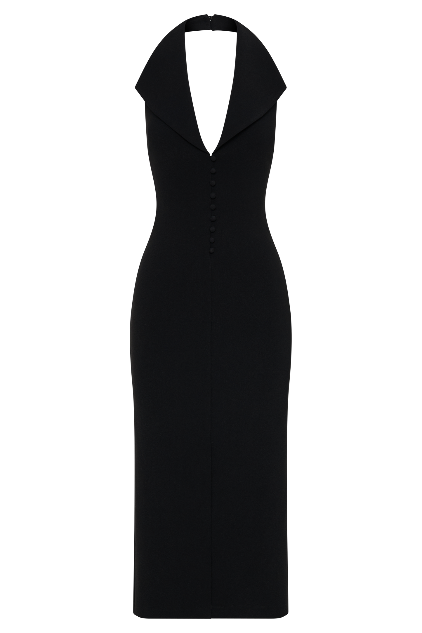 Robe midi en crêpe à col halter Annita - Noir