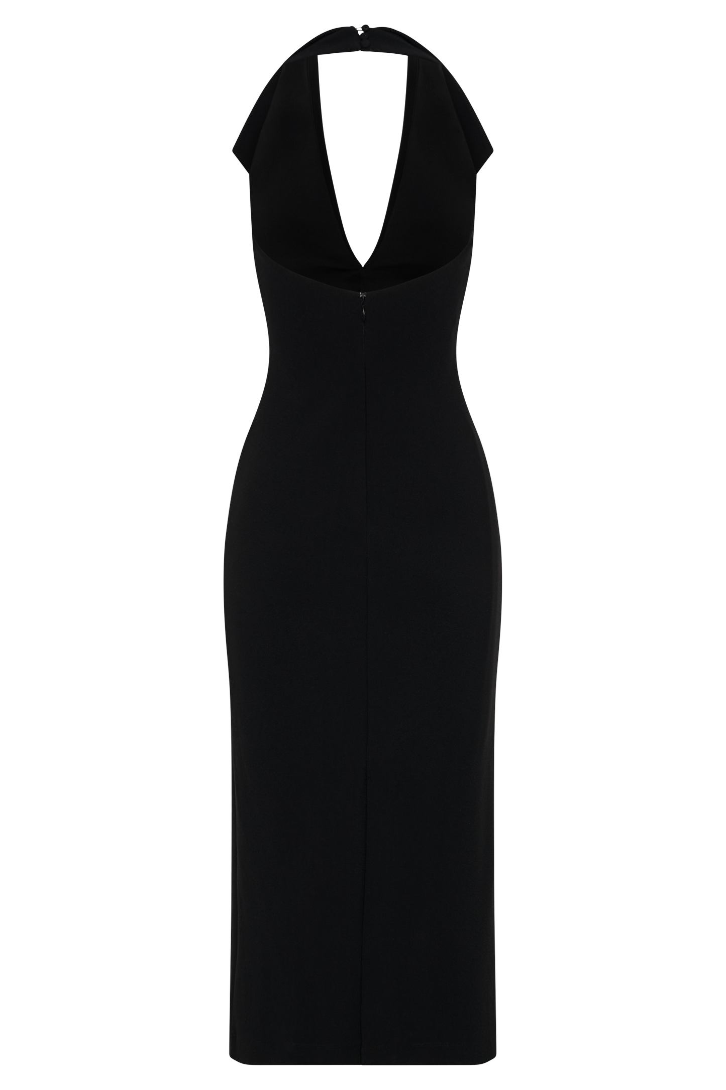 Robe midi en crêpe à col halter Annita - Noir