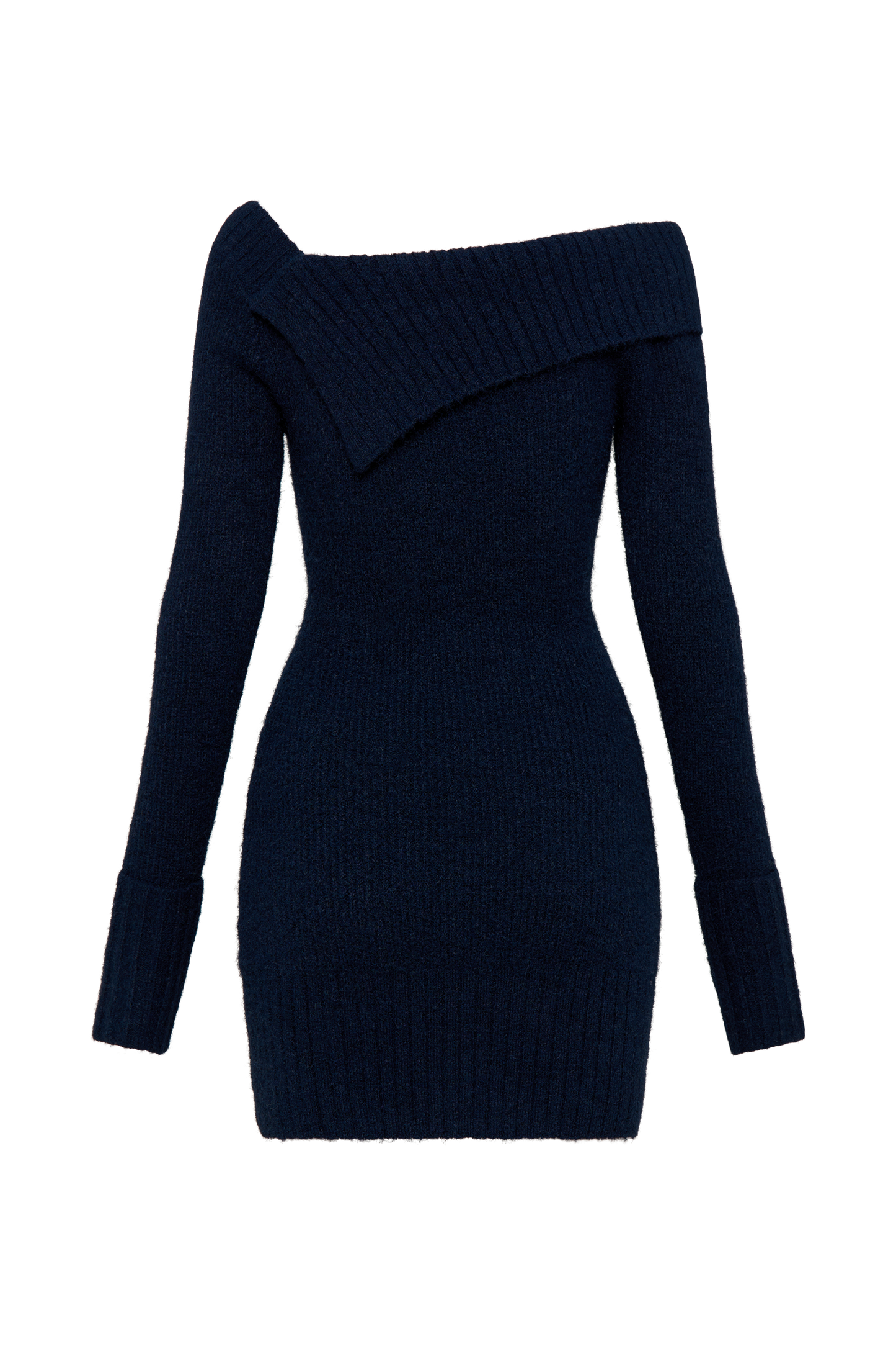 Mini-robe en tricot asymétrique Stephanie - Bleu marine foncé