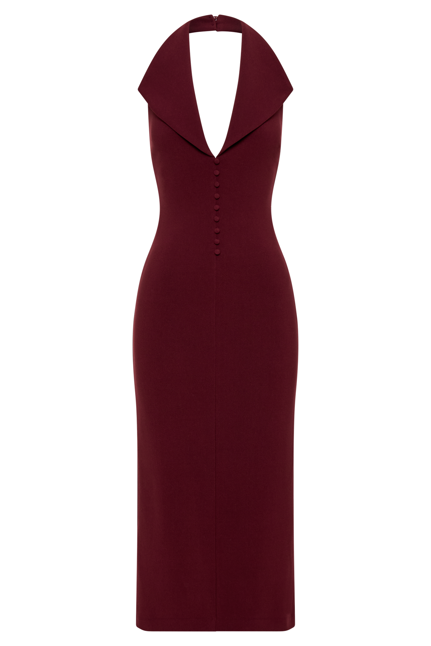 Robe midi en crêpe à col halter Annita - Merlot