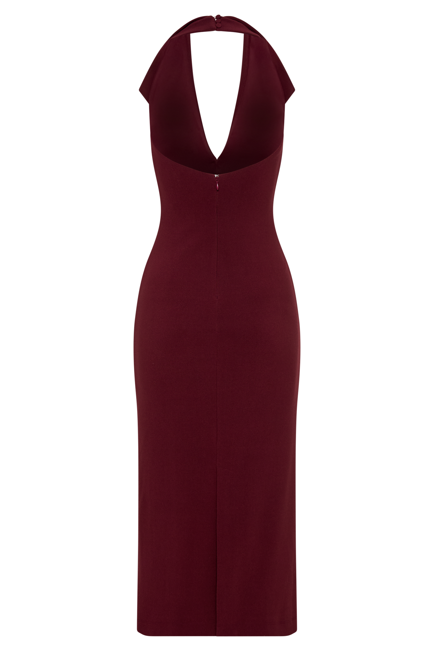 Robe midi en crêpe à col halter Annita - Merlot