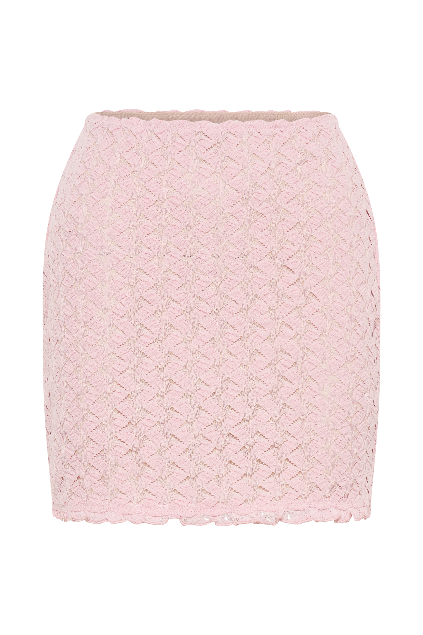 Jupe mini en tulle et dentelle Morgan - Rose poudré