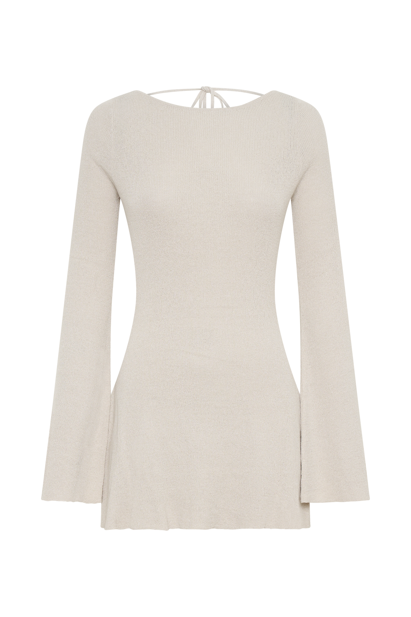 Robe mini en tricot à manches longues et dos ouvert Zahra - Gris