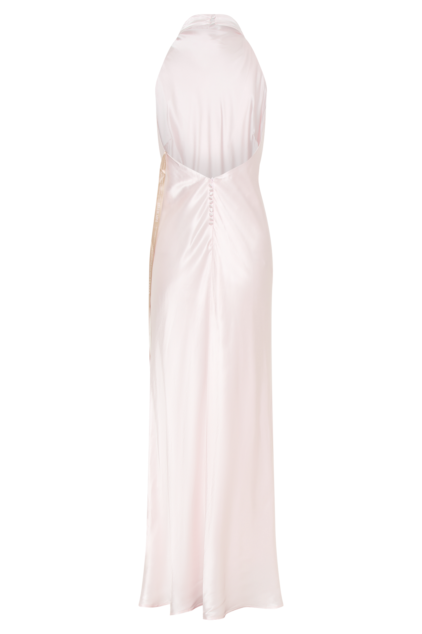 Robe longue satinée irisée à col montant Esther - Rose pâle