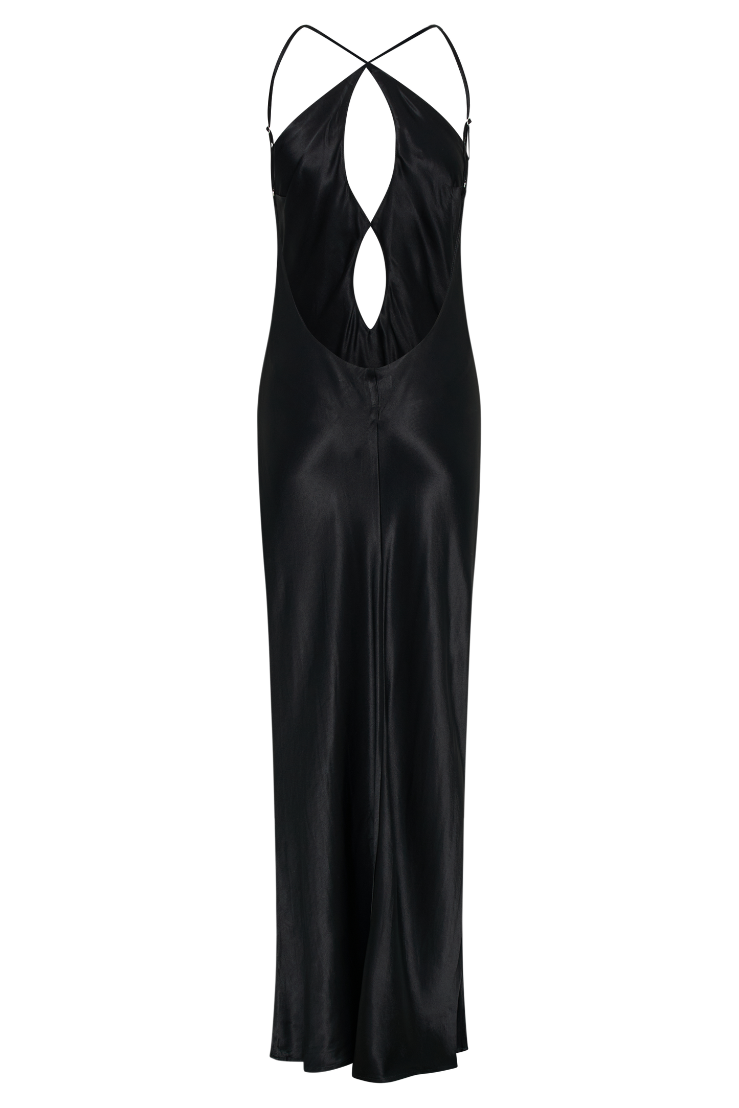 Robe Maxi en Satin à Découpes Lucia - Noire