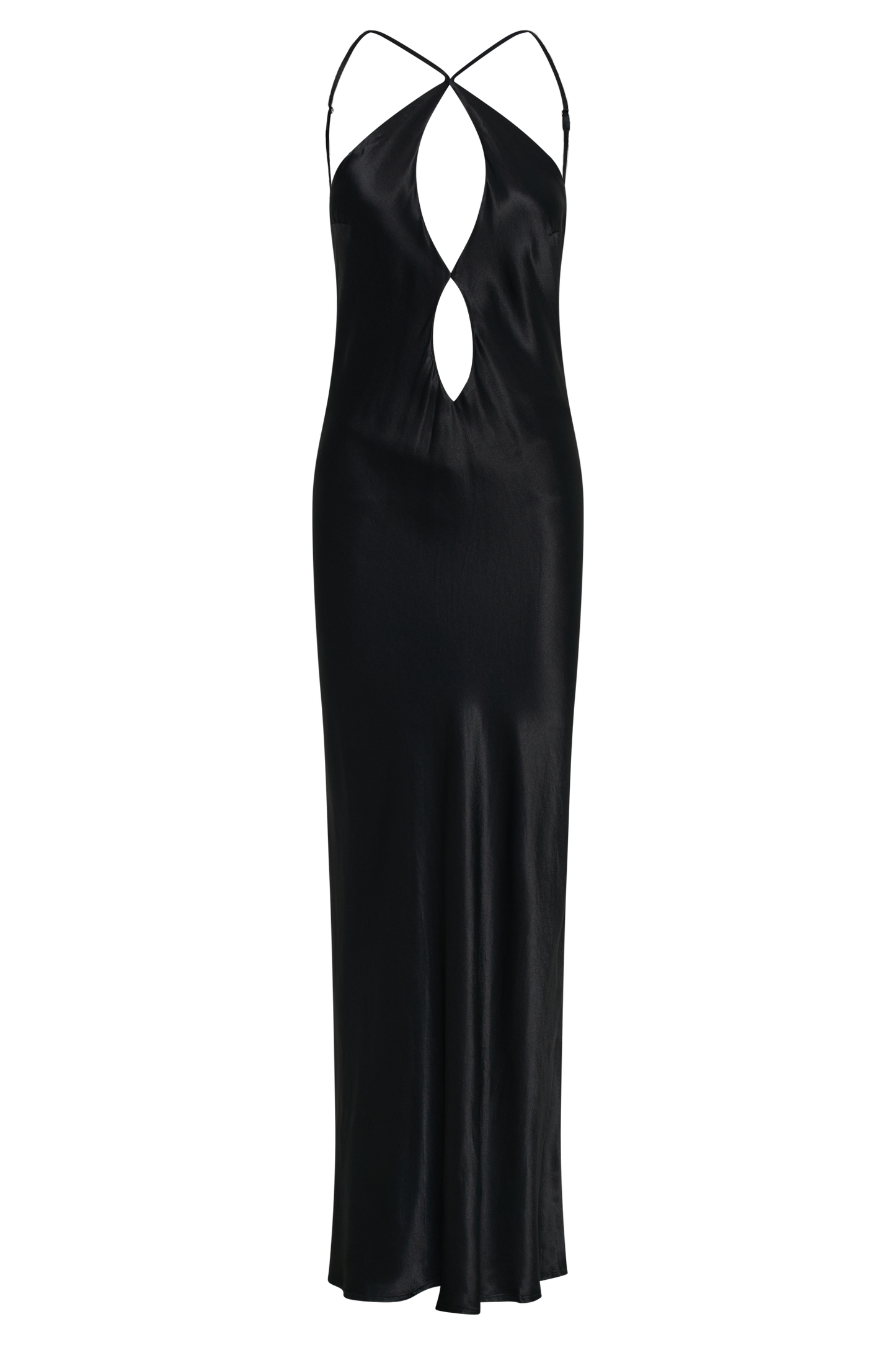 Robe Maxi en Satin à Découpes Lucia - Noire