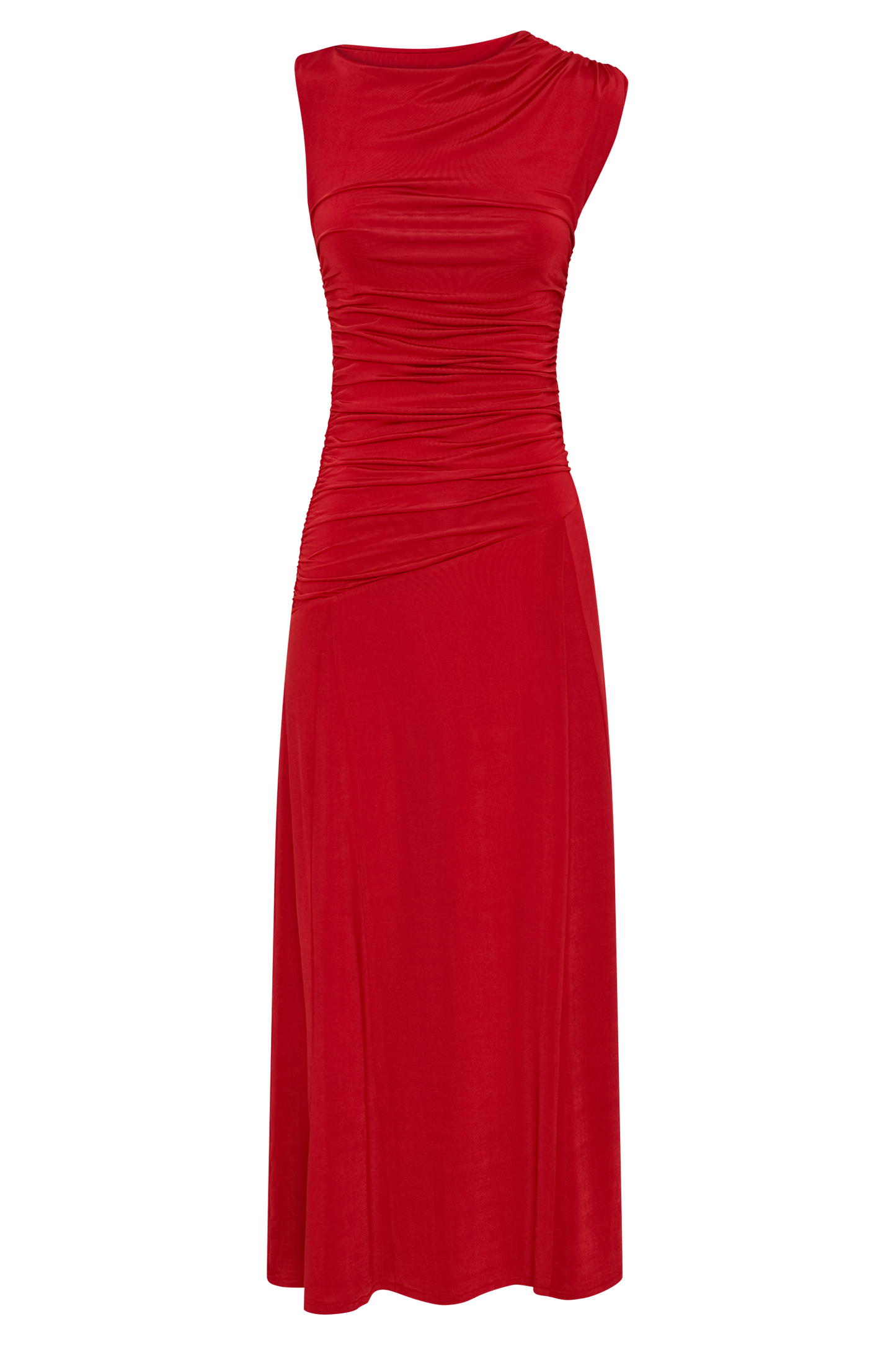 Robe midi asymétrique et fluide Navanna - Rouge