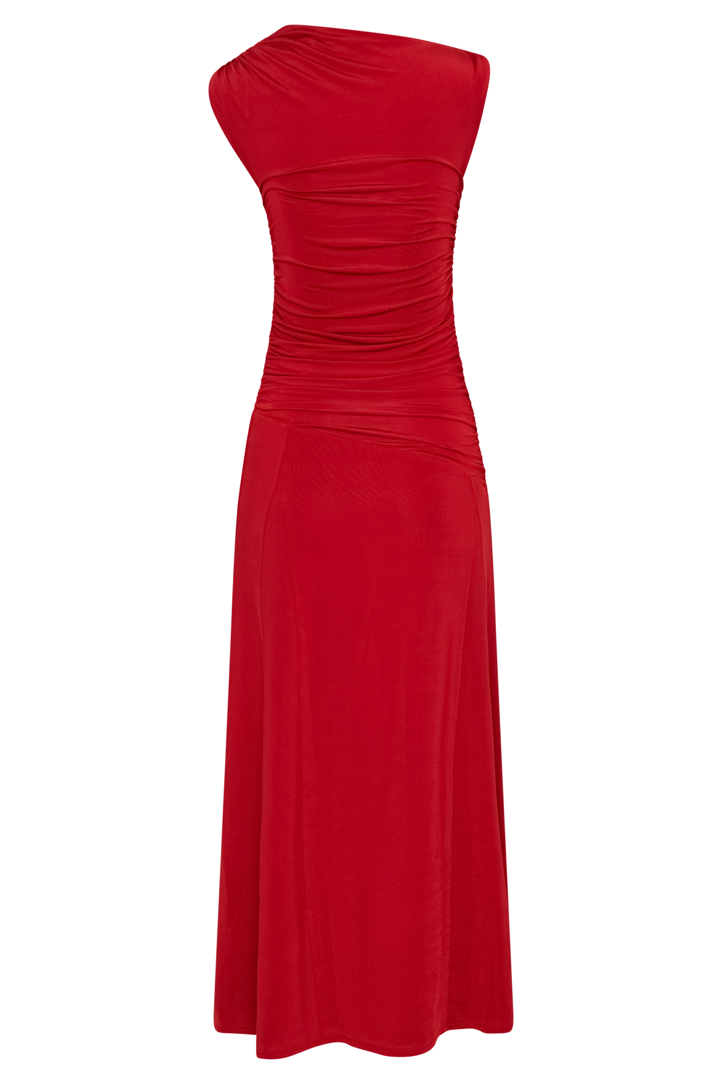 Robe midi asymétrique et fluide Navanna - Rouge