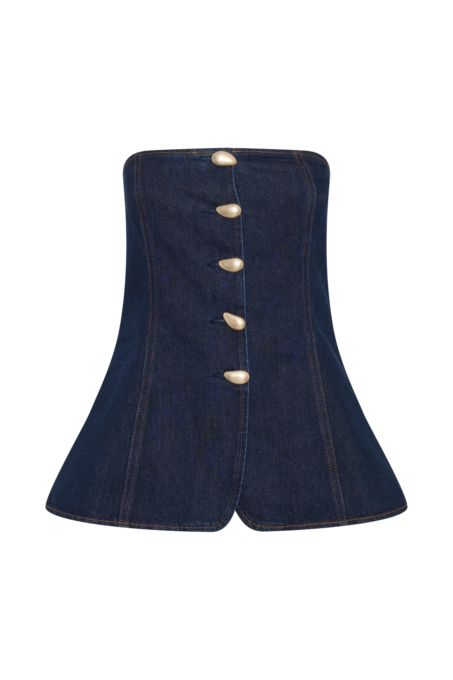 Haut sans bretelles à boutonnage intégral Lennox - Bleu indigo