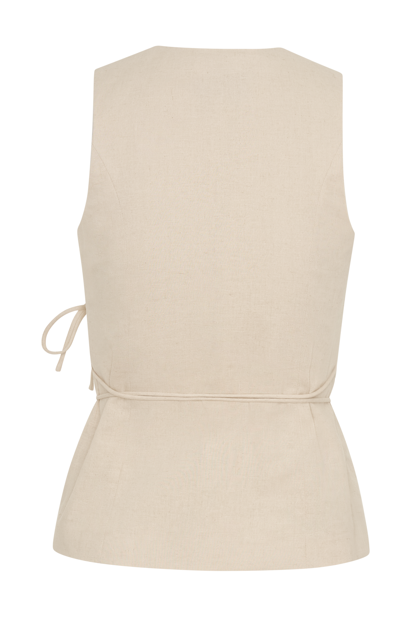 Top portefeuille sans manches en lin Brandi - Gris clair mêlé