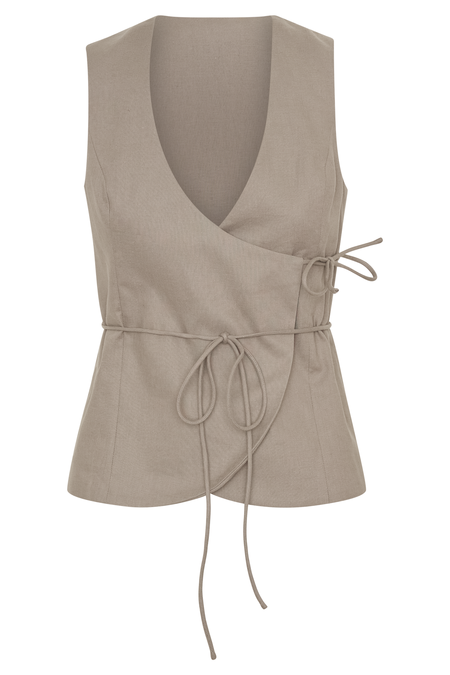 Top portefeuille sans manches en lin Brandi - Gris perle