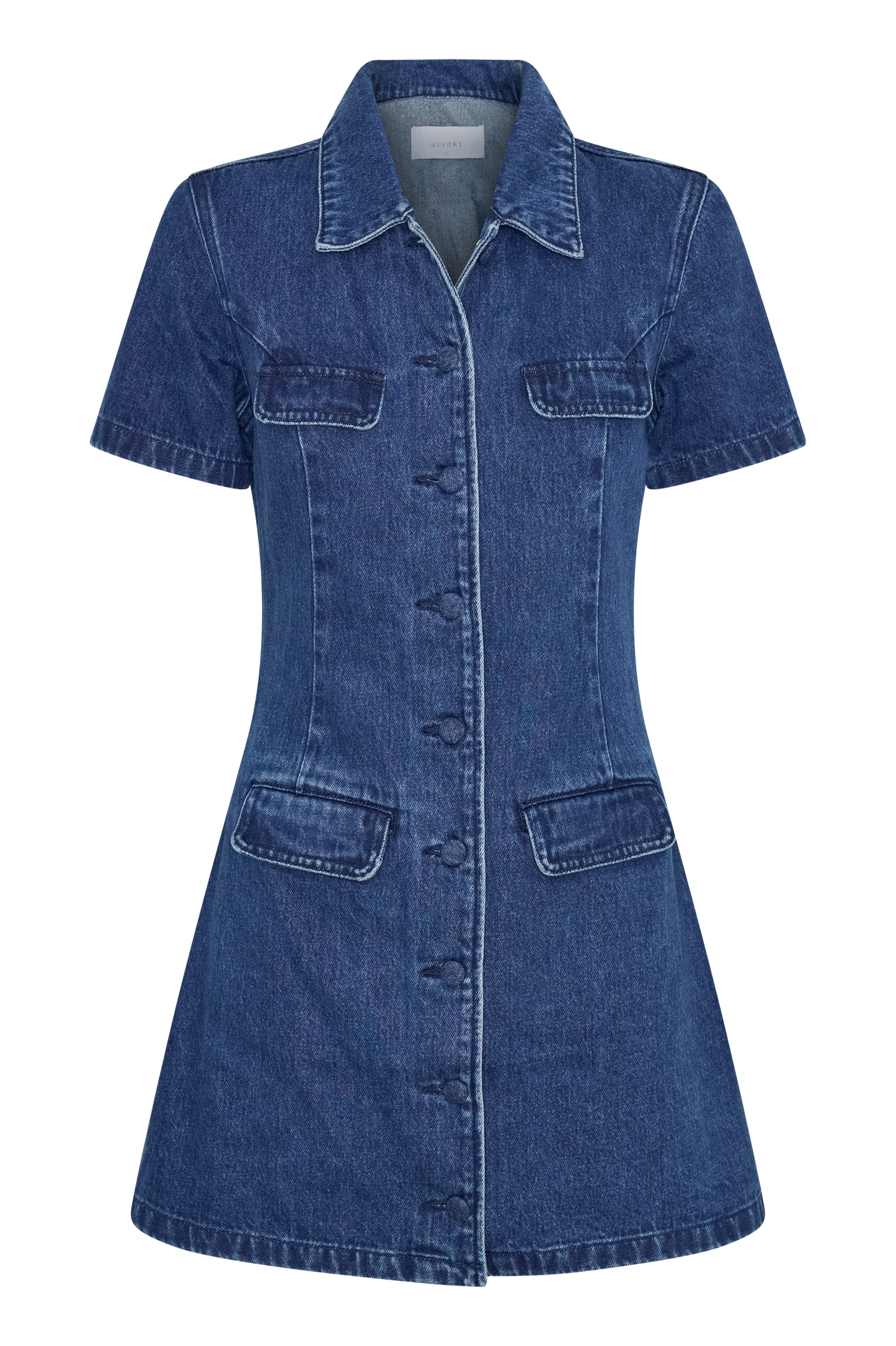 Mini-robe en jean à boutons Leighton - Bleu foncé
