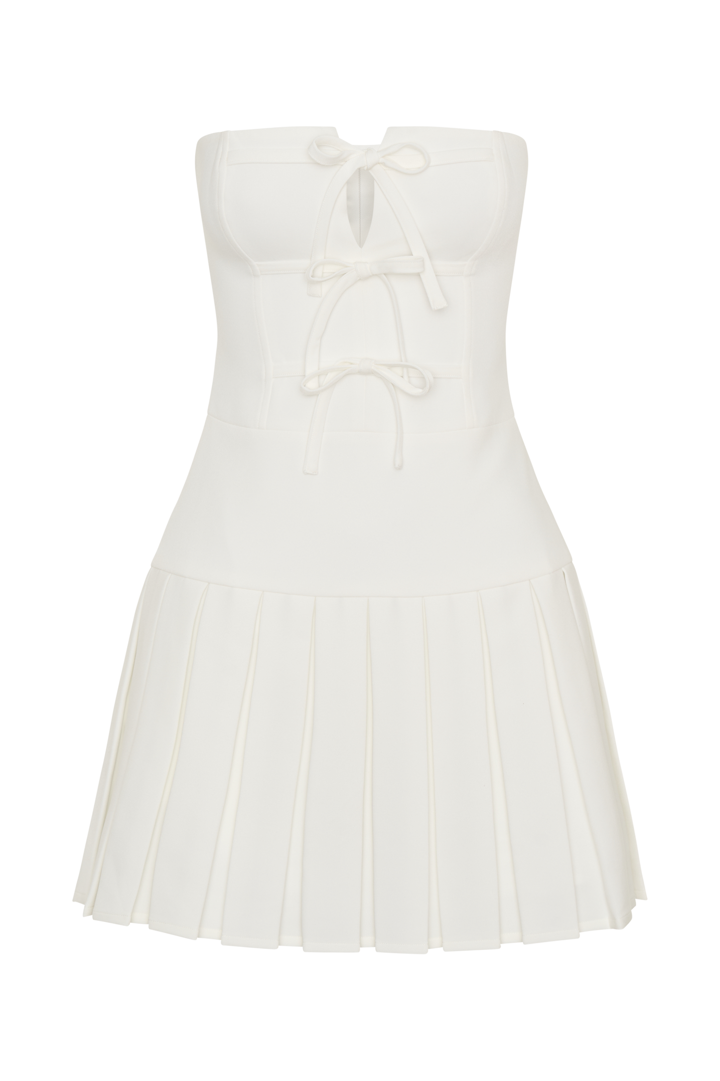 Mini-robe plissée Naya avec lacets - Blanc