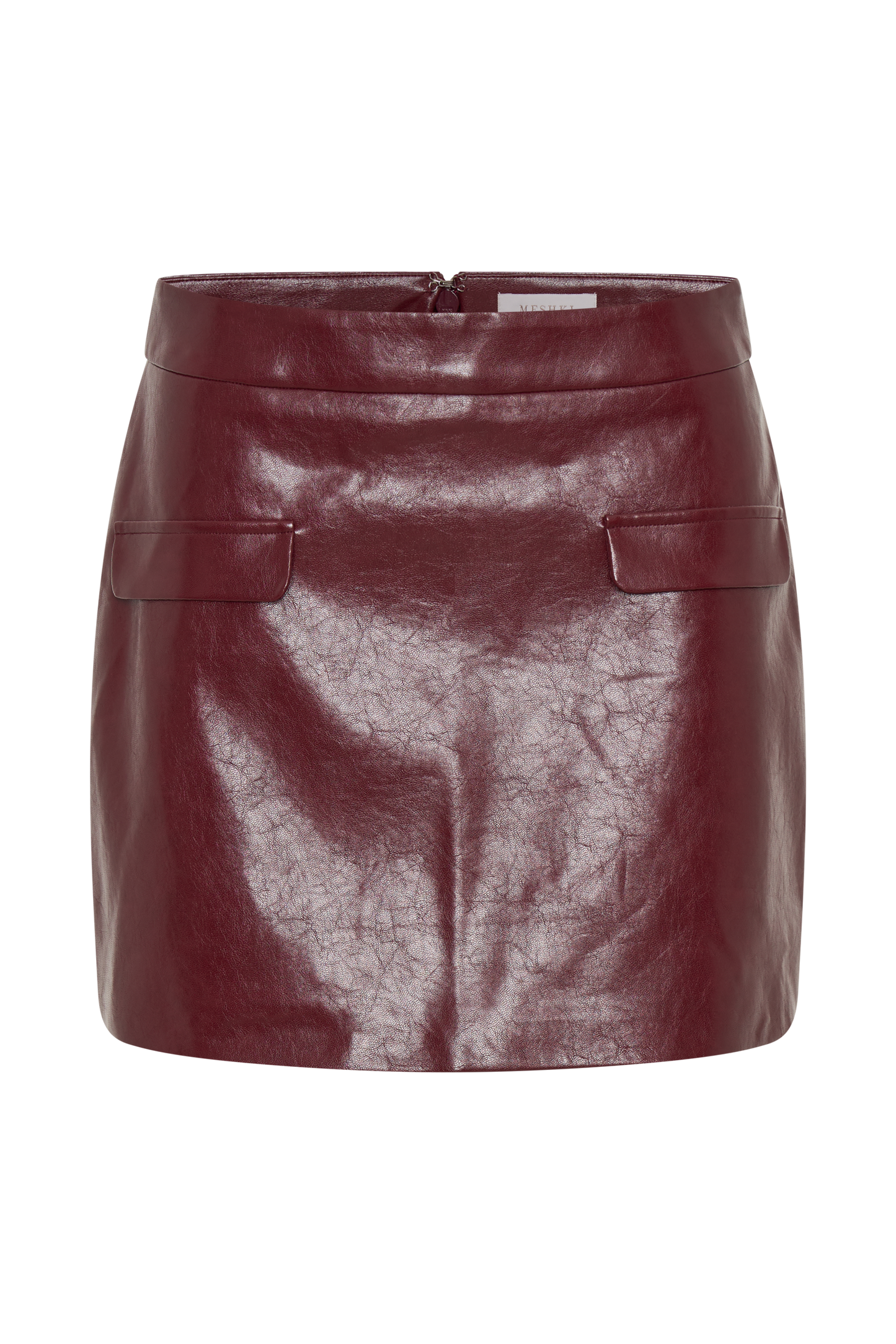 Jupe mini bouée en simili cuir Coralia - Rouge cerise