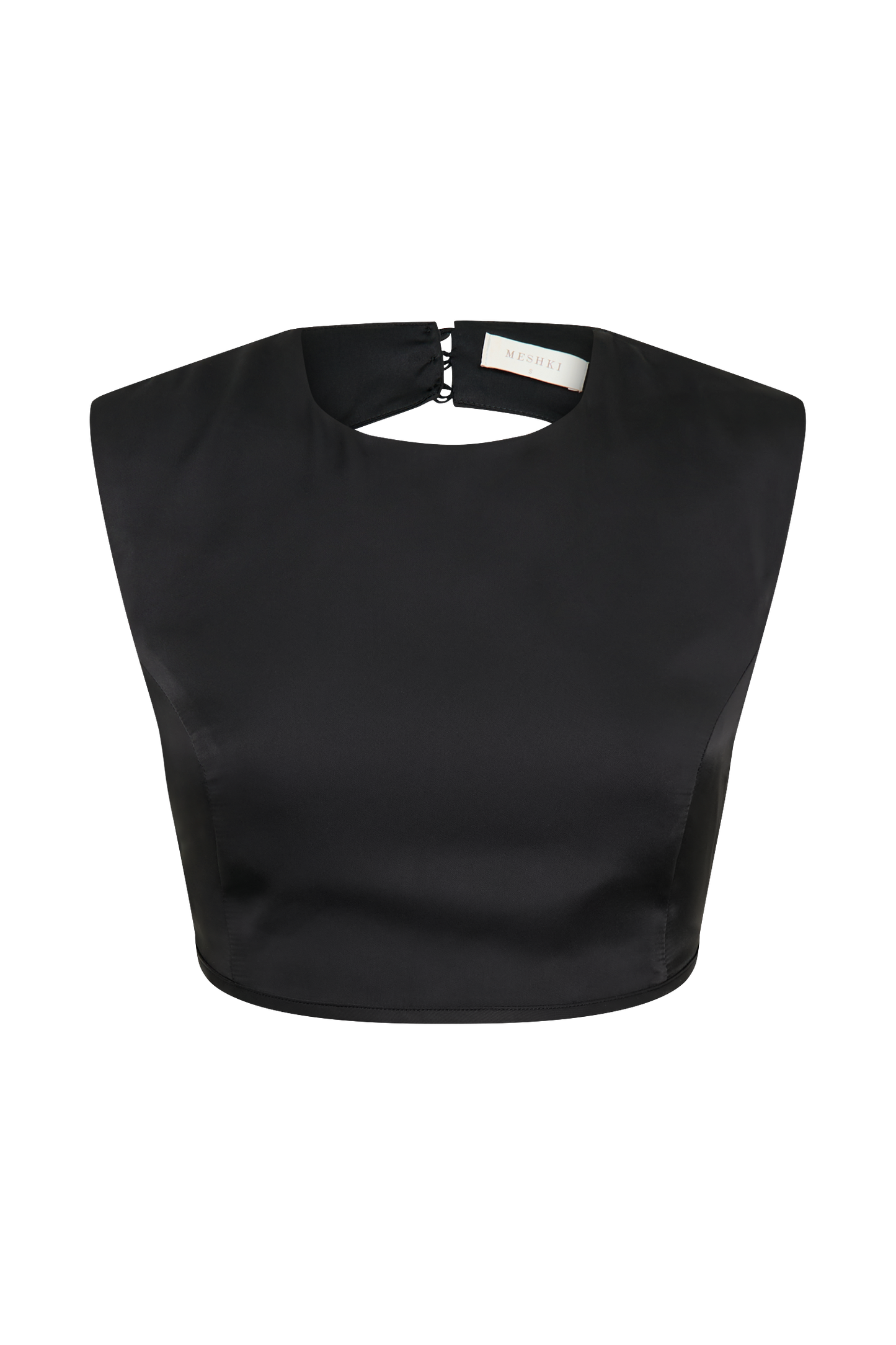 Top court sans manches en satin Viviana - Noir