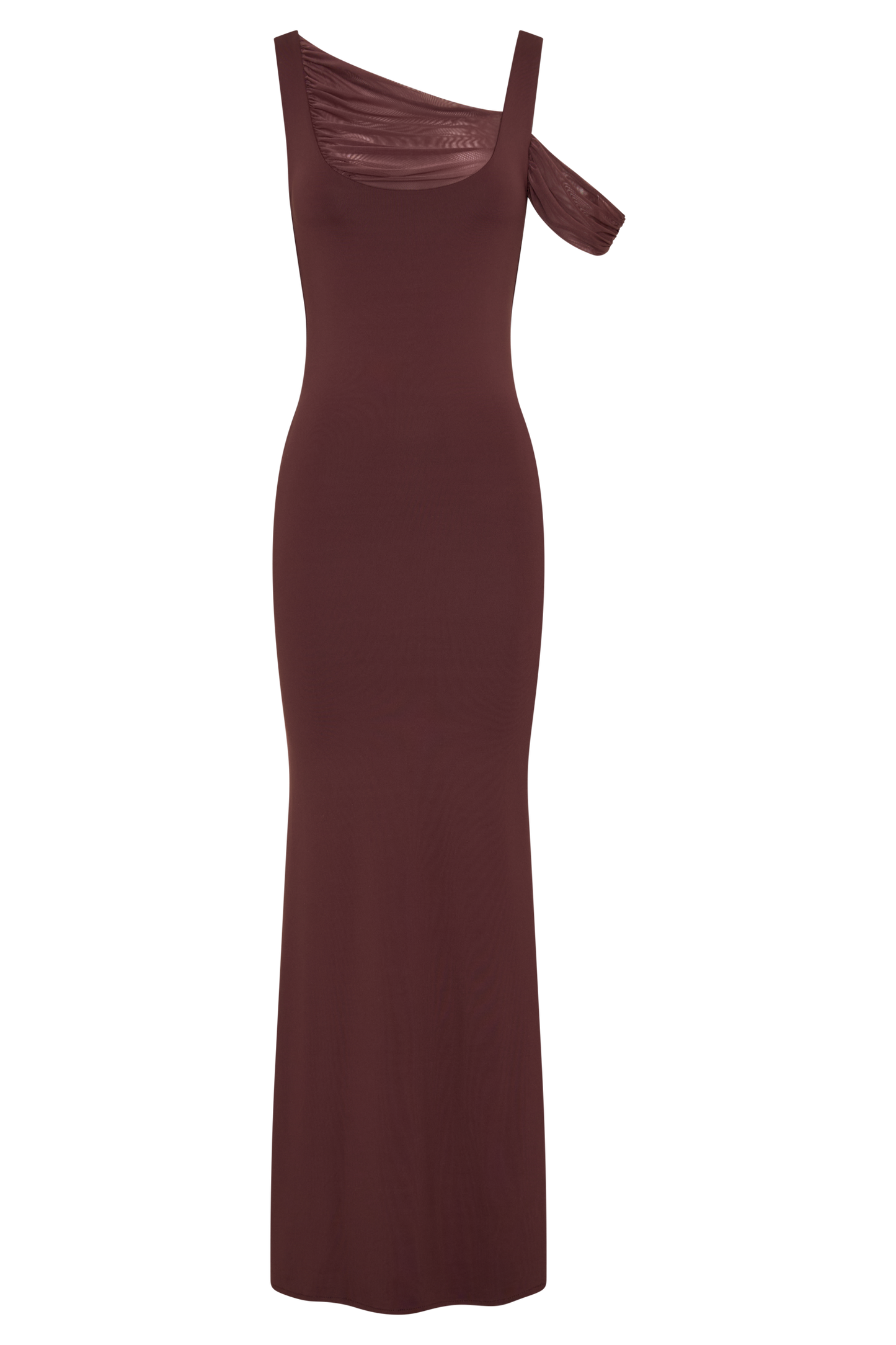 Robe maxi sans manches Janette en nylon et maille recyclés - Marron-rouge