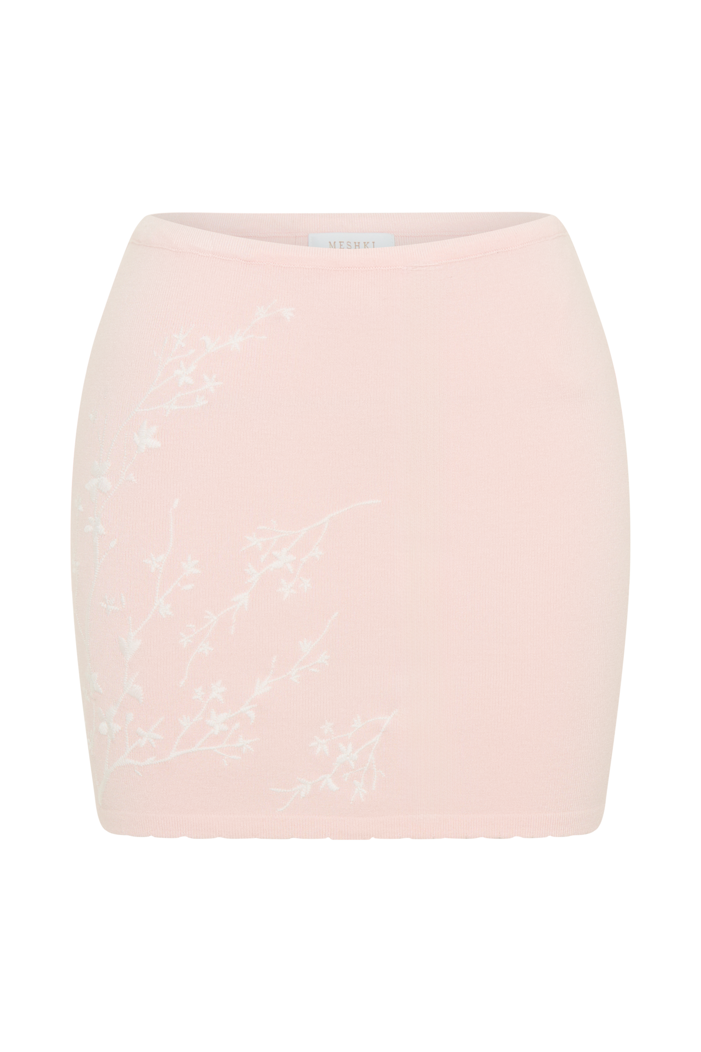 Jupe mini en jersey brodé Monroe - Rose bébé et ivoire