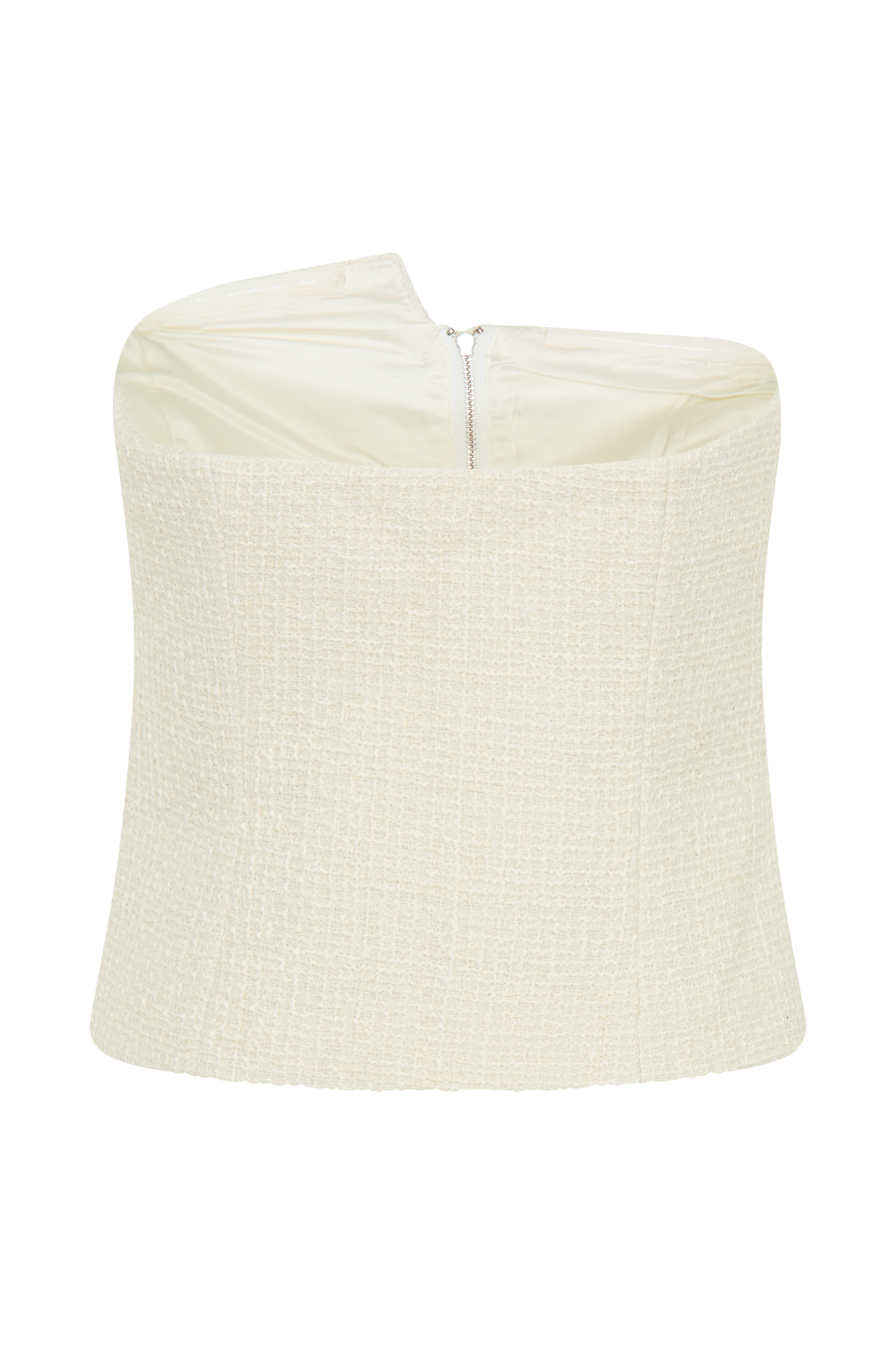 Top asymétrique sans bretelles en boucle de Parker - Ivoire