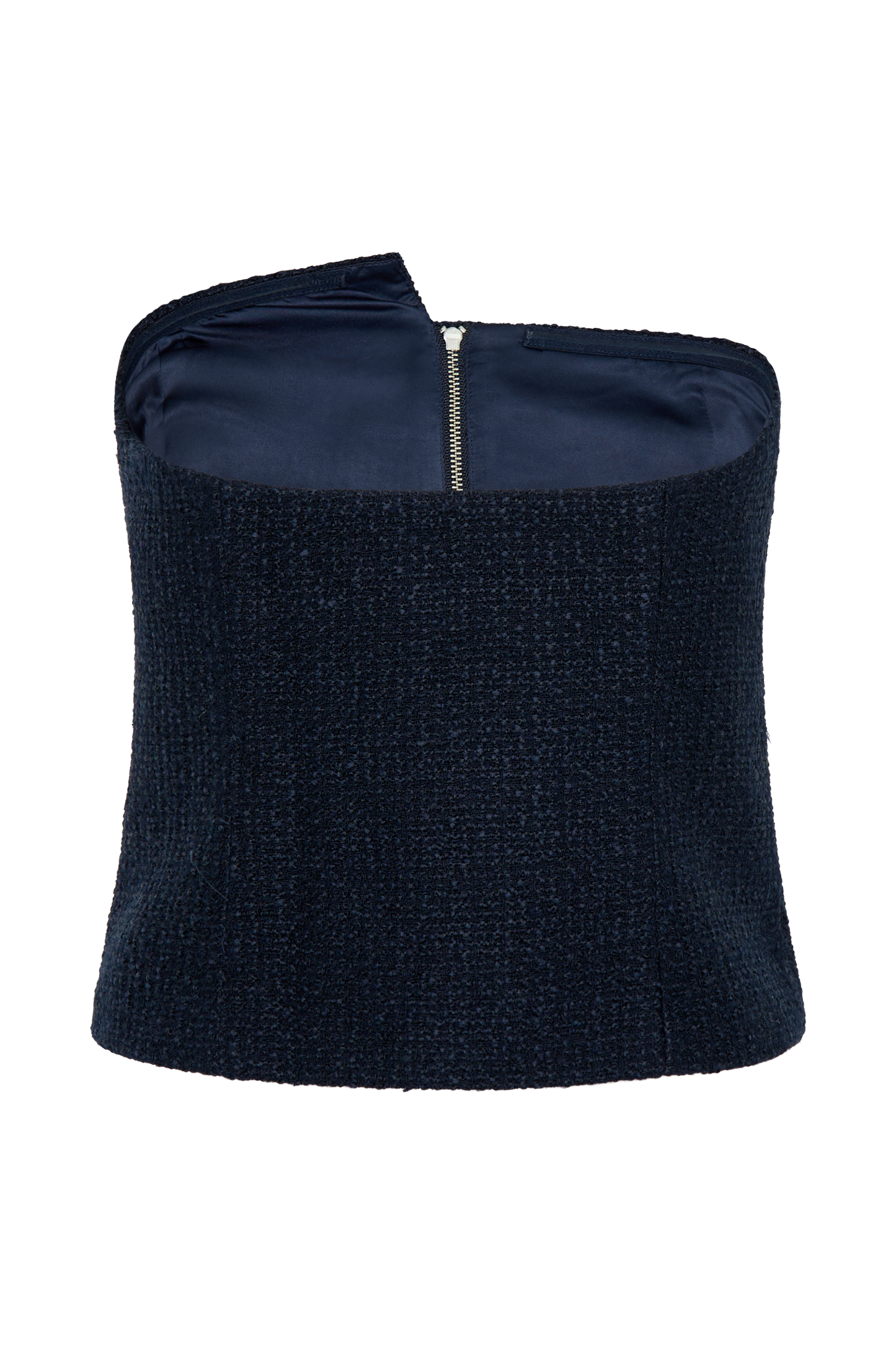 Top asymétrique sans bretelles en boucle de Parker - Bleu nuit