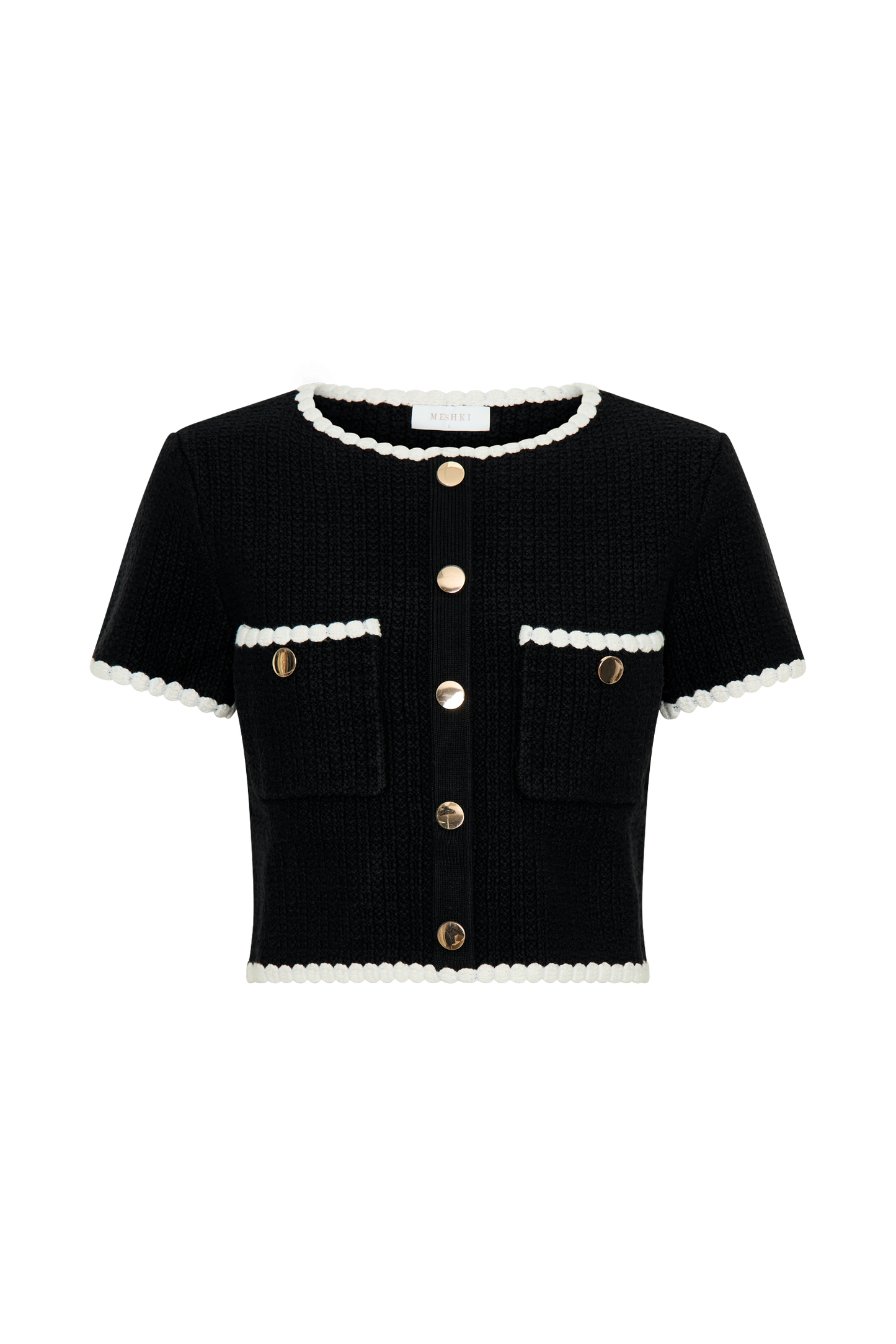 Top en tricot contrasté safran - Noir/Blanc