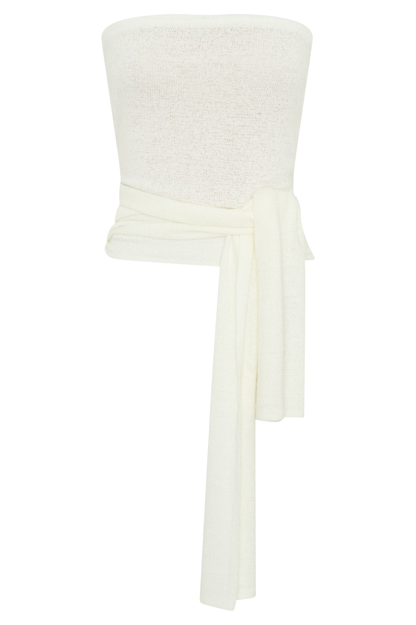 Top en tricot à nouer sans bretelles Phoebe - Ivoire