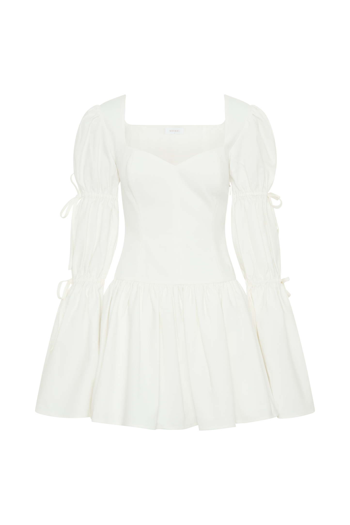 Robe mini en coton à manches longues Raine - Blanc