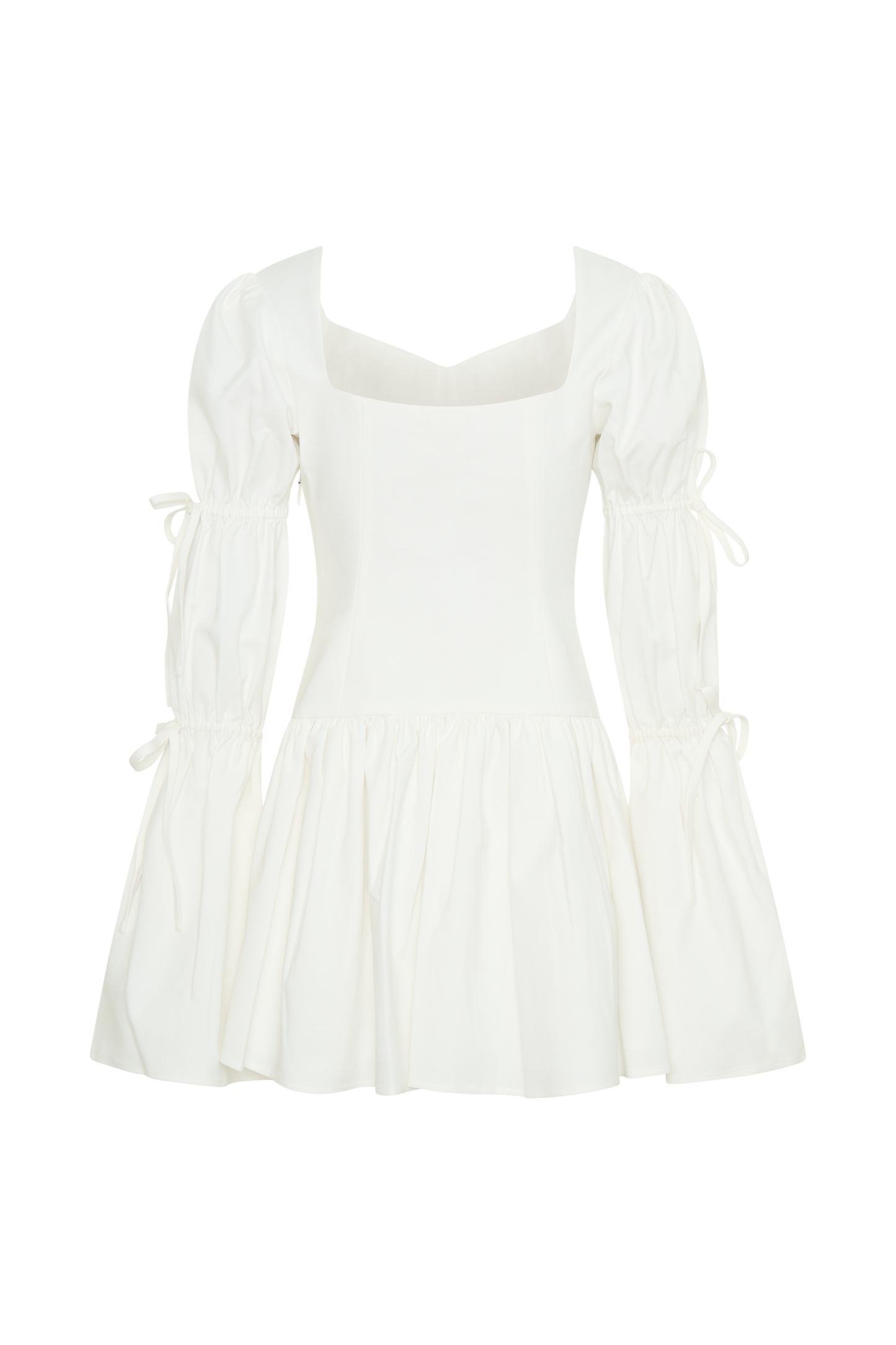 Robe mini en coton à manches longues Raine - Blanc