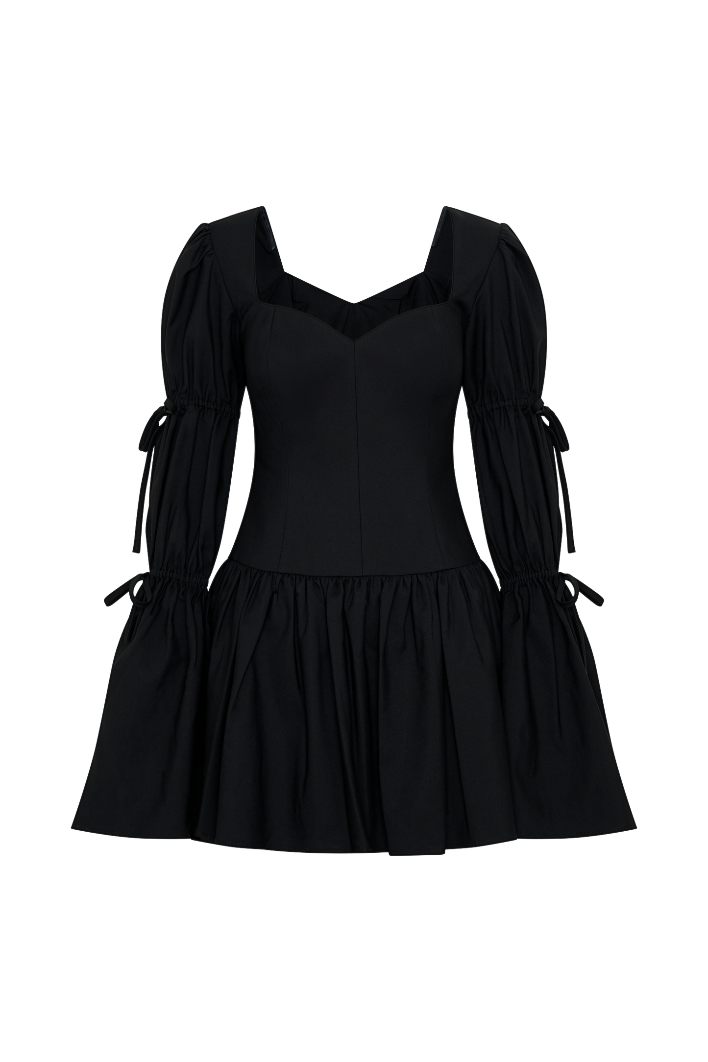 Robe mini en coton à manches longues Raine - Noir